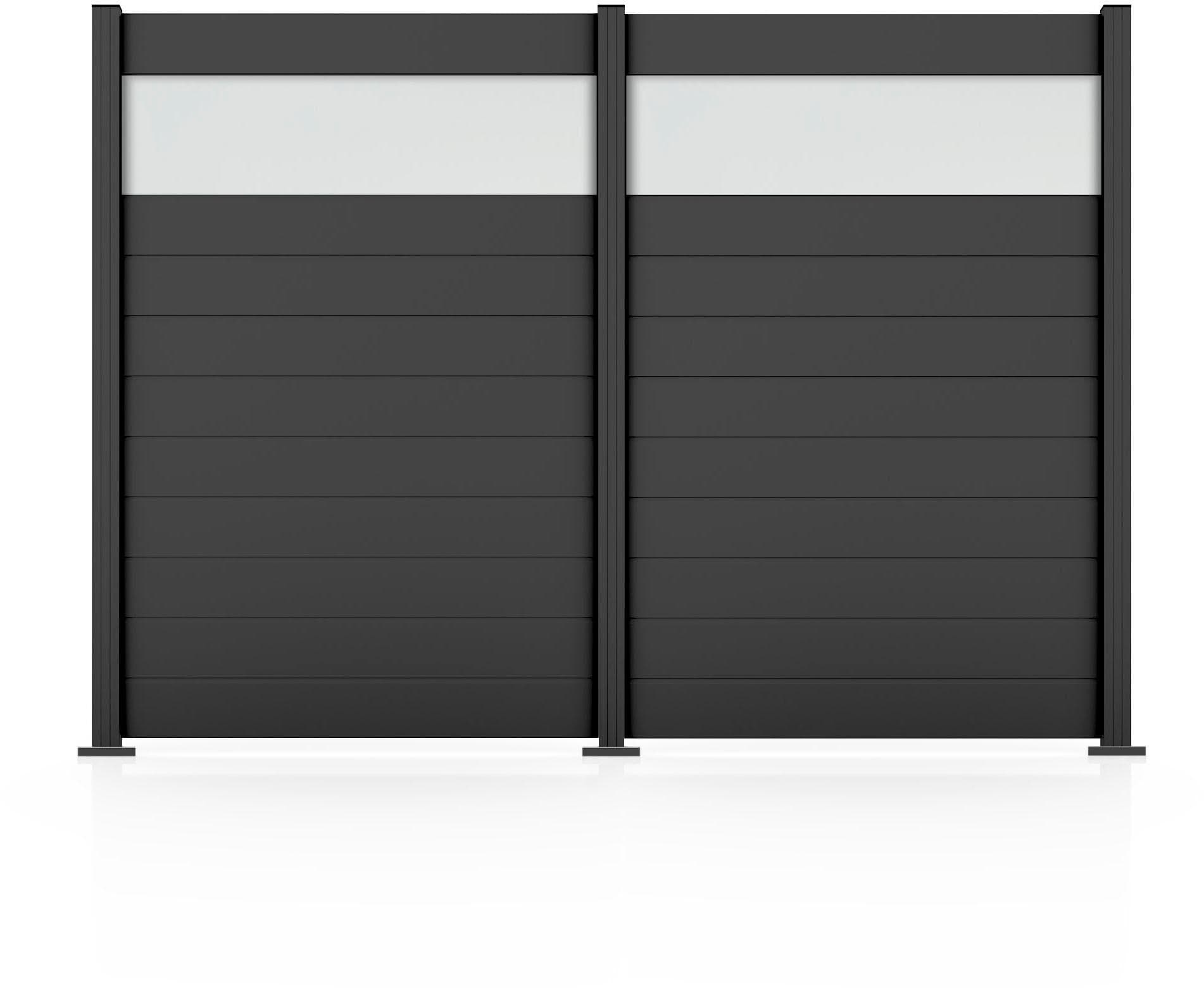 Anthrazitfarbener Aluminium- und Glaszaun