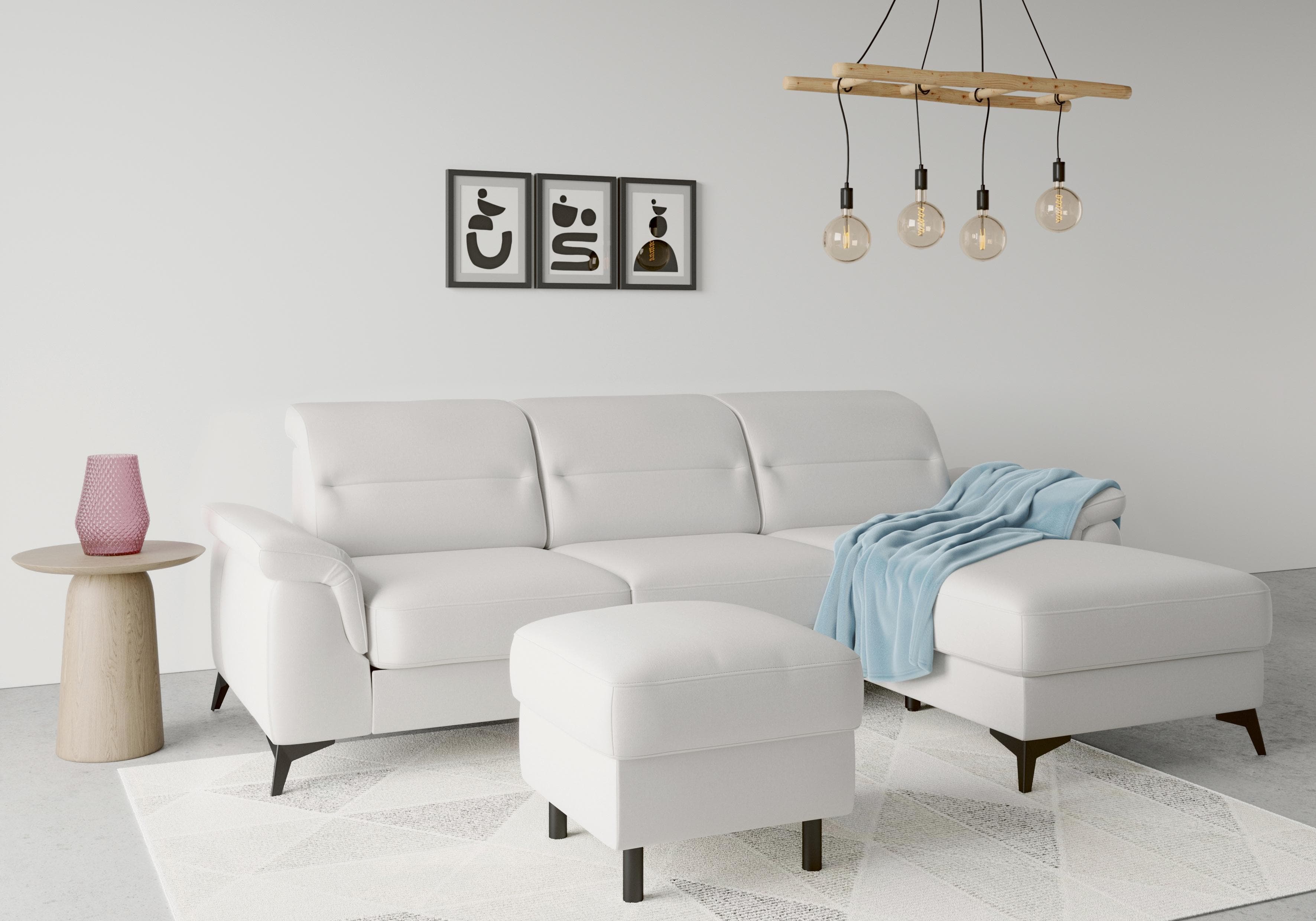 Stauraumhocker Sinatra Silber von SIT & MORE mit Metallfüßen