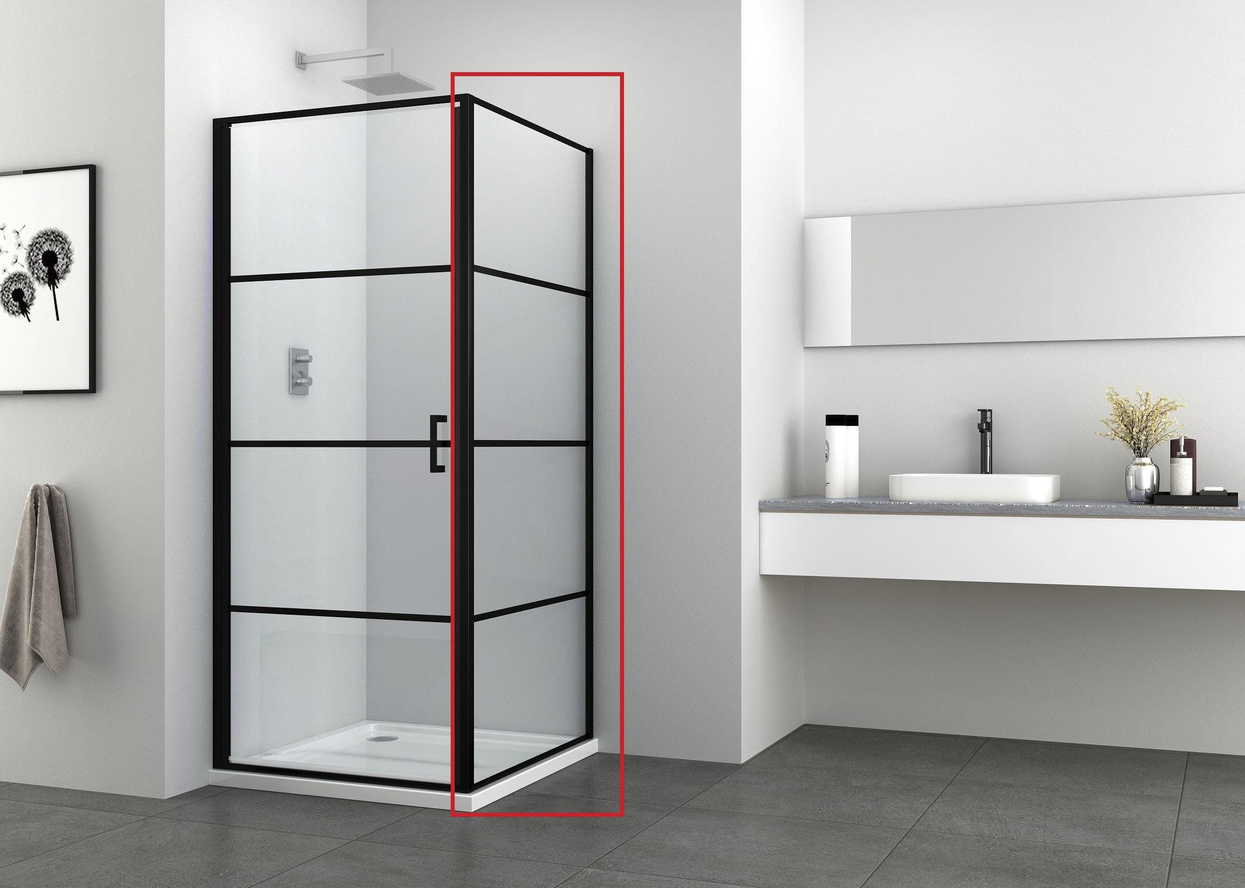 Moderne Duschwand aus Sicherheitsglas, Schwarz