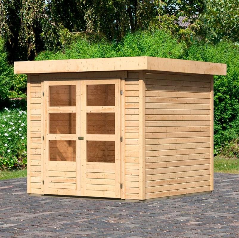Gartenhaus KARIBU Arnis 2 Beige Naturbelassen Holzwerkstoff
