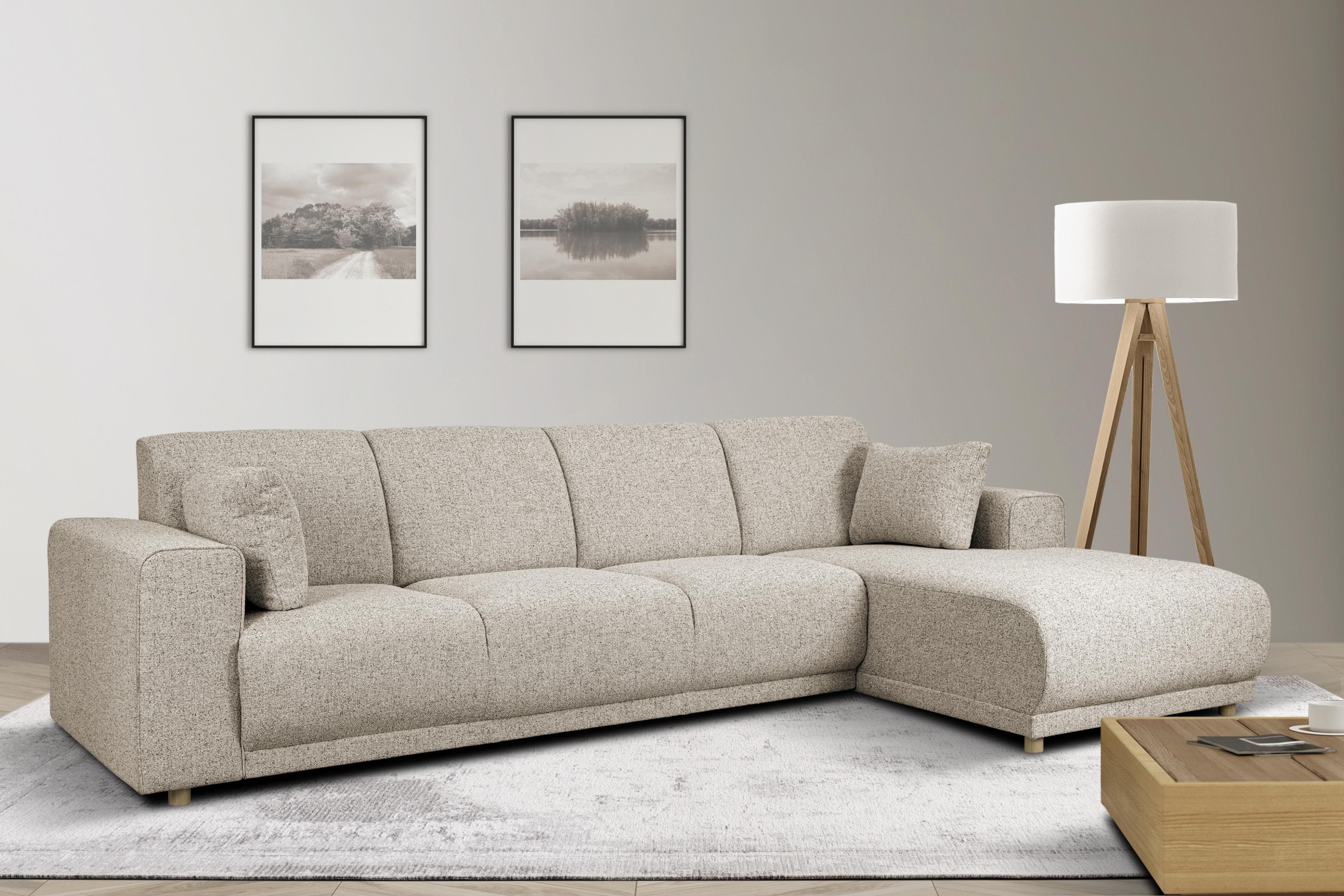 HOME AFFAIRE Ecksofa LEMPS L-Form Beige mit Recamiere