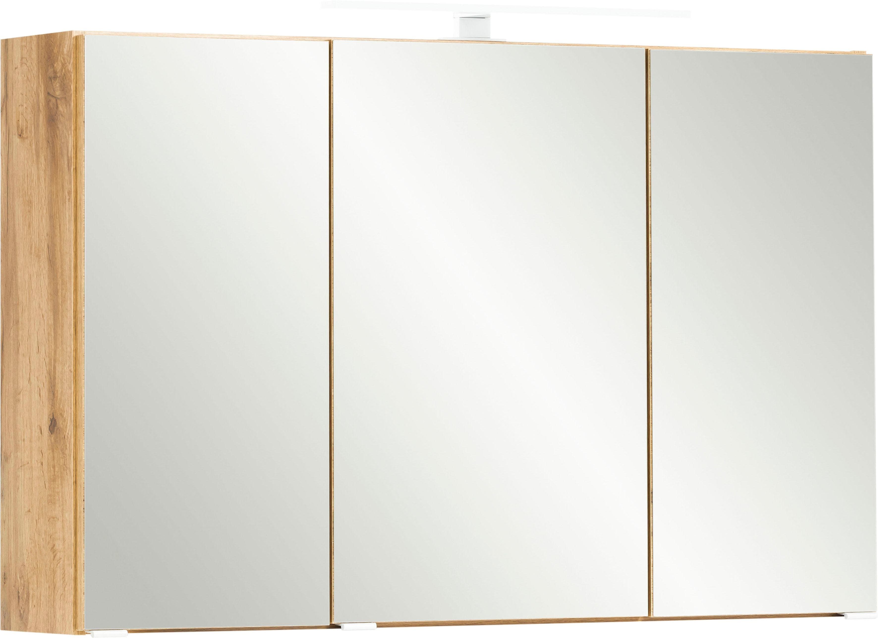 welltime Spiegelschrank Lienz: Praktischer Badezimmerschrank mit flexiblen Einlegeböden und Metallgriffen