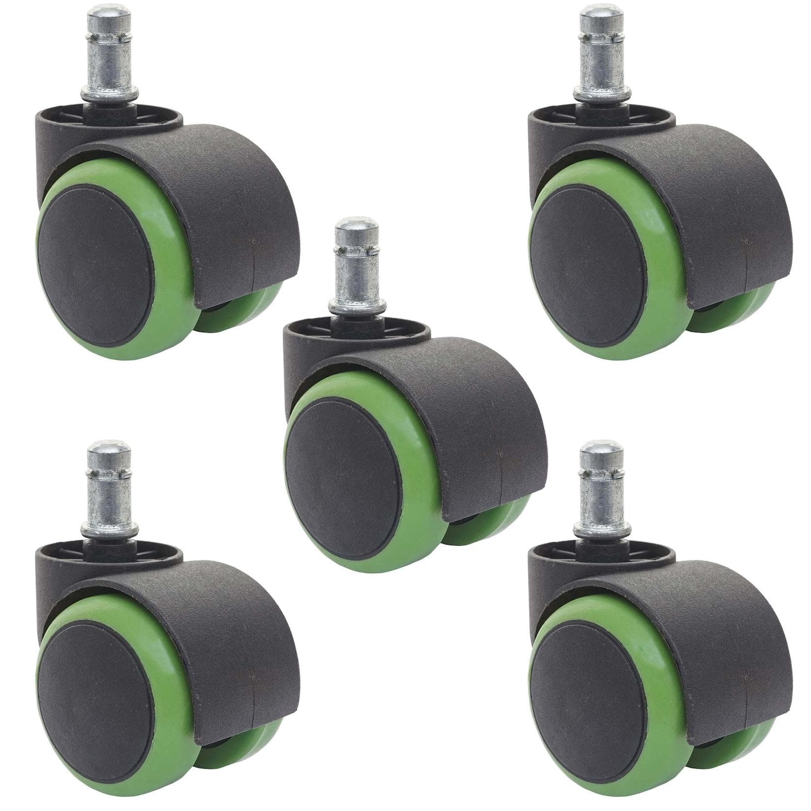 MCW 5er-Set Hartbodenrollen Grün 150kg Belastbar Ø 11mm