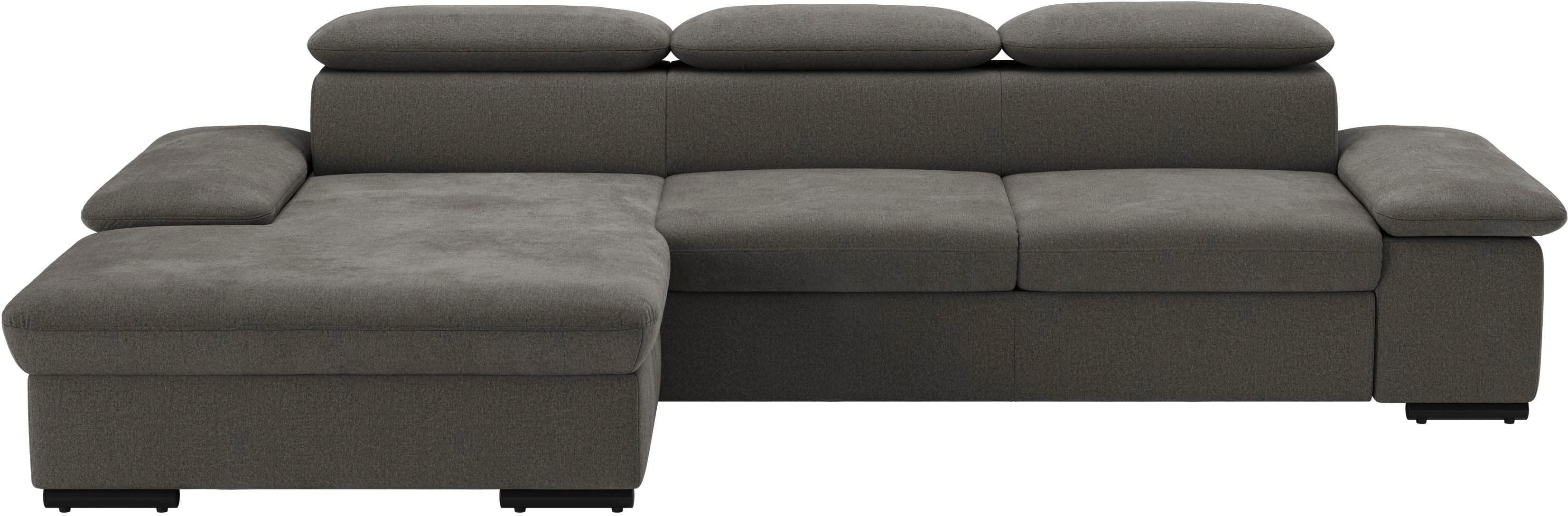 SIT & MORE Ecksofa Alcudia L-Form Grau mit Bettfunktion