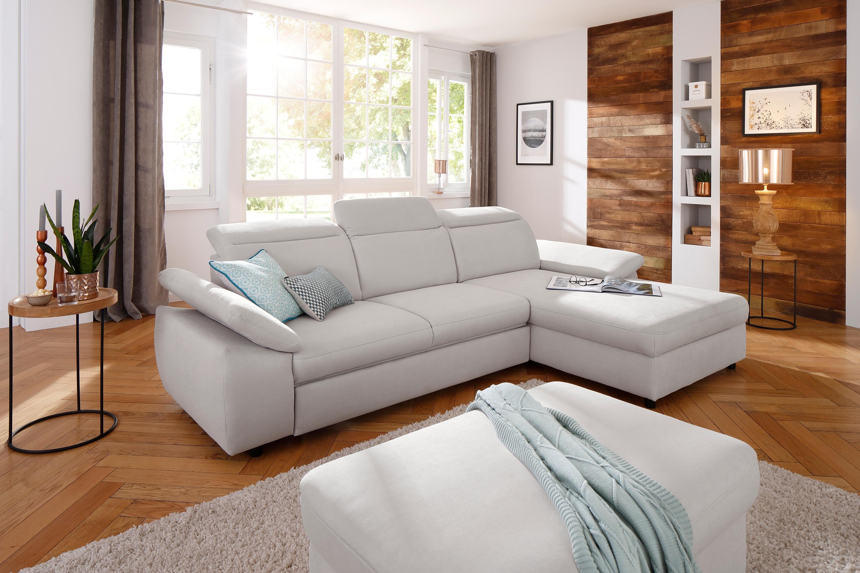 HOME AFFAIRE Polsterhocker Mauritius Silber Soft clean Bezug