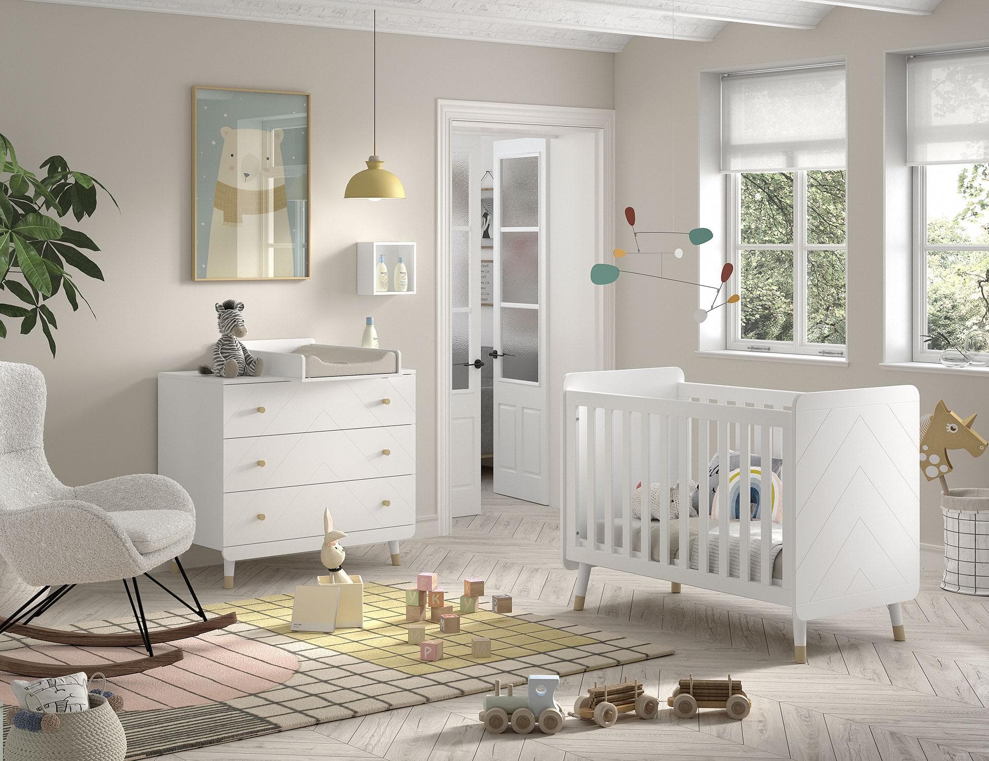 Vipack Babymöbel-Set 3-tlg. Weiß Satin MDF