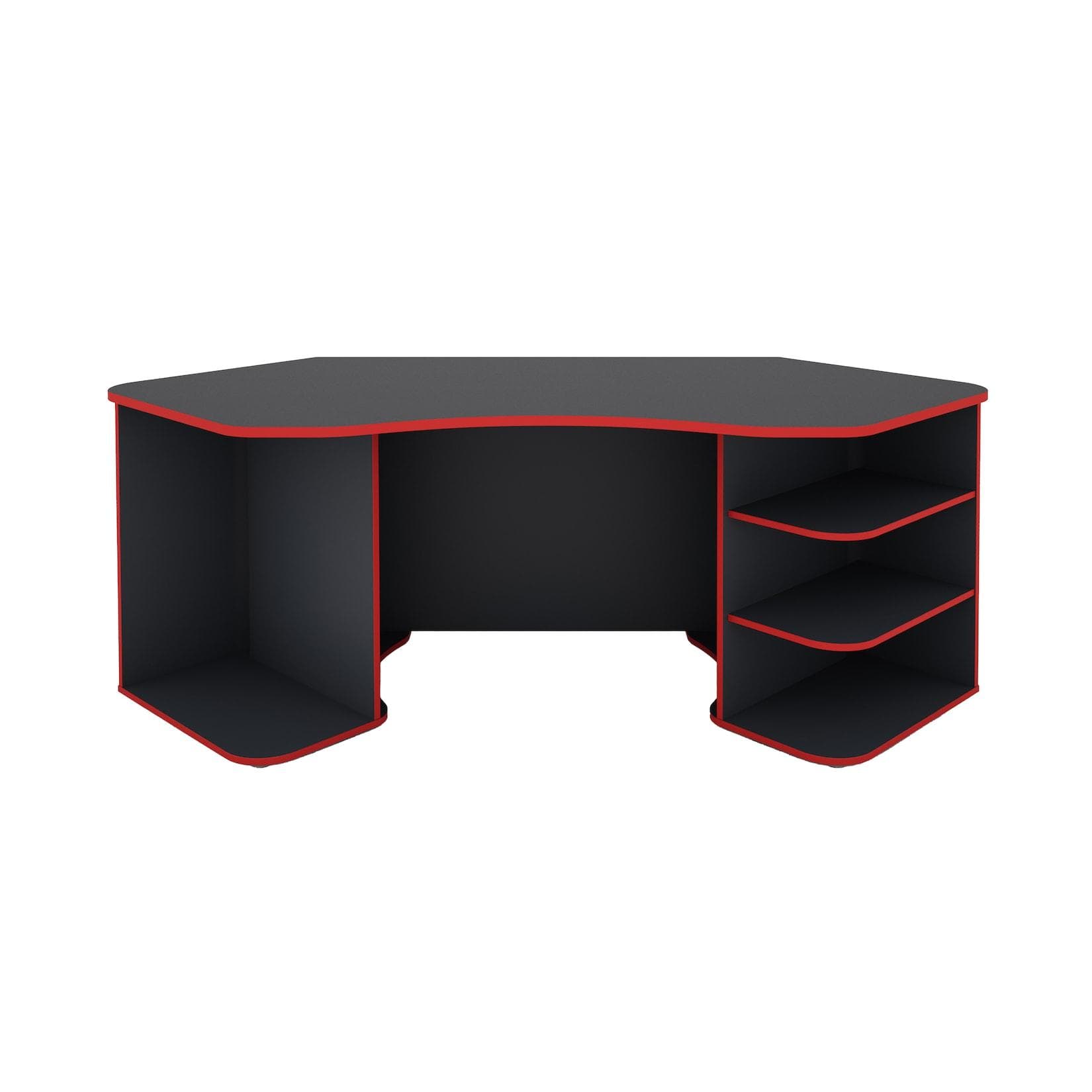 Moderner Eckschreibtisch Thanatos in Anthrazit/Rot