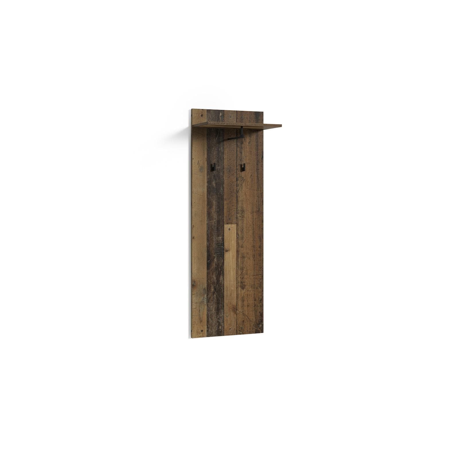 byLIVING Wandpaneel JAKOB Old Wood mit 2 Haken und Regal