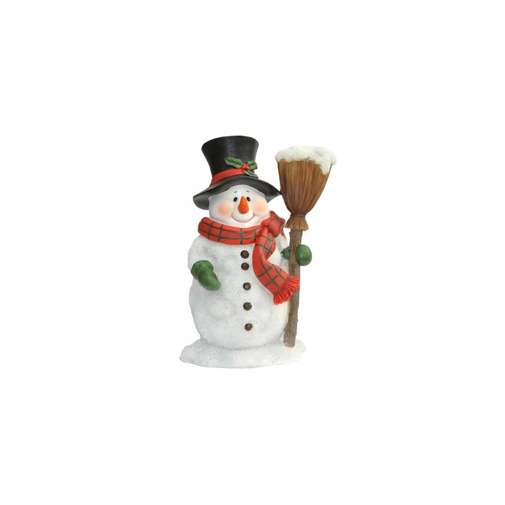 dazikemo Gartenfigur Schneemann mit Besen Kunststein