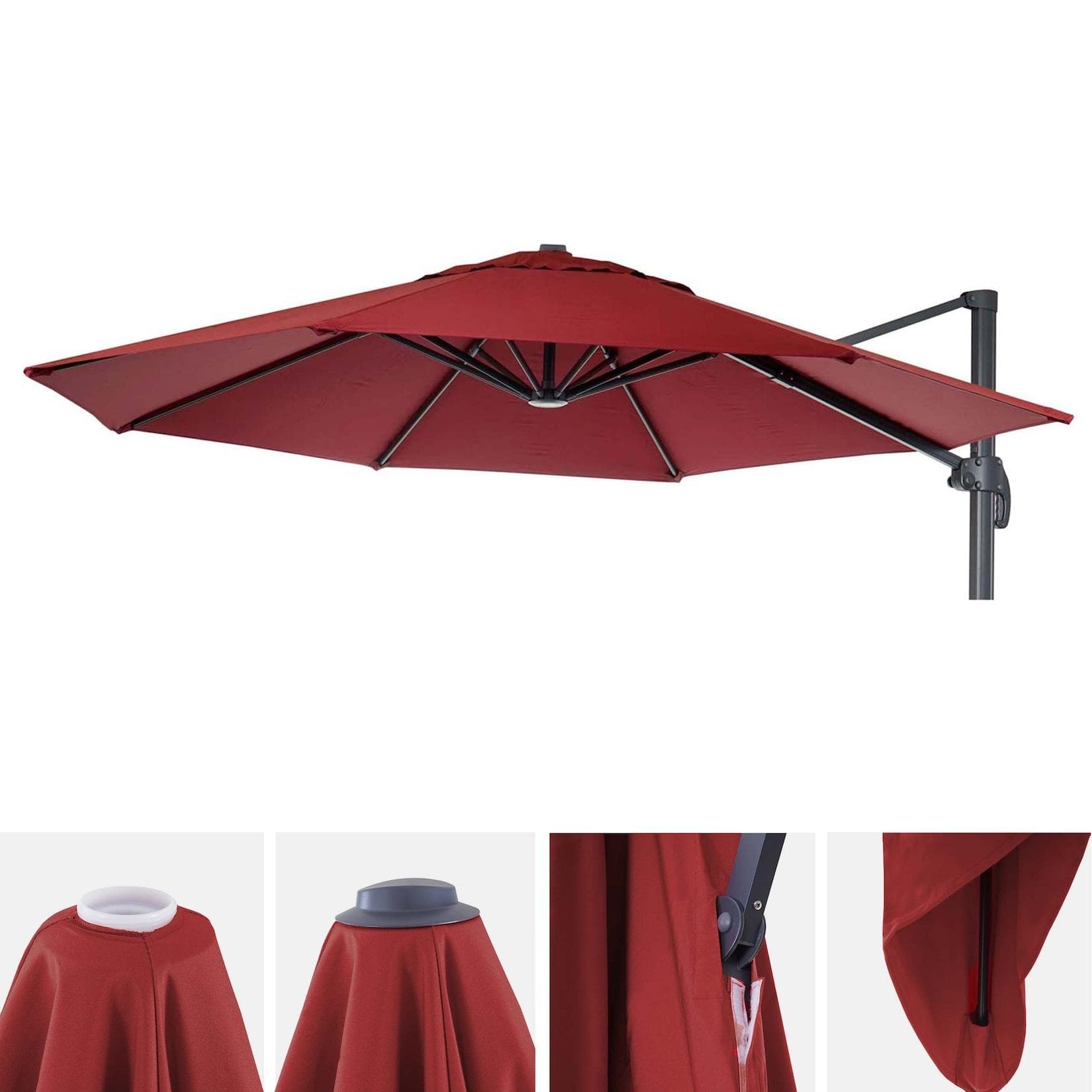 MCW Sonnenschirmbezug 8 Streben Ø4m Bordeaux Polyester