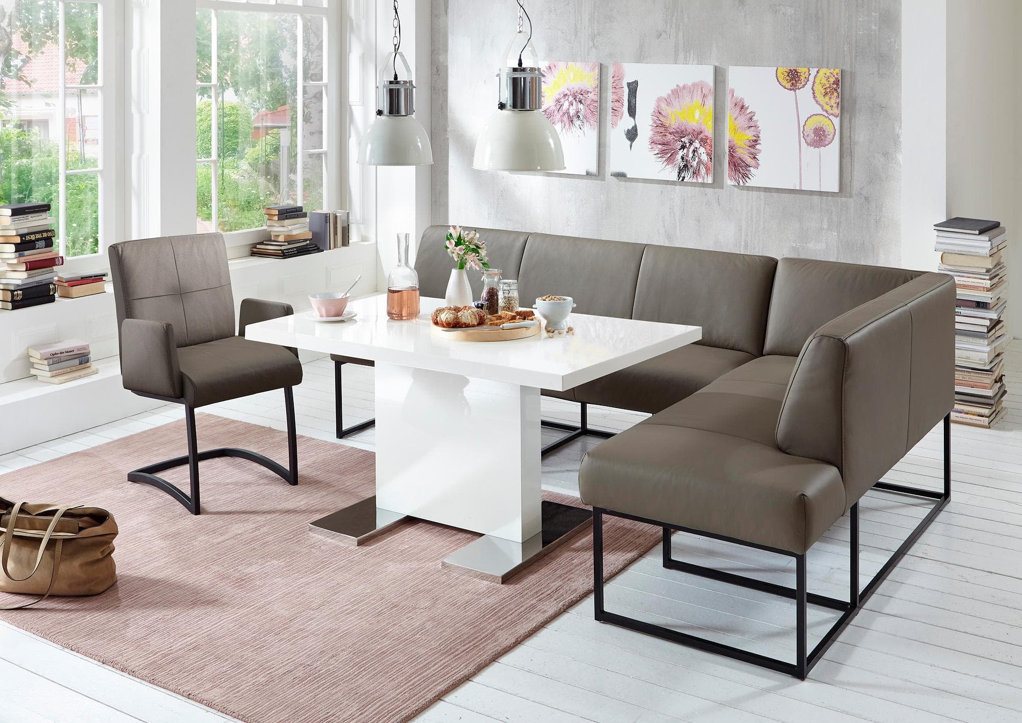 Eckbank EXXPO SOFA FASHION Affogato Grau Kunstleder Frei im Raum