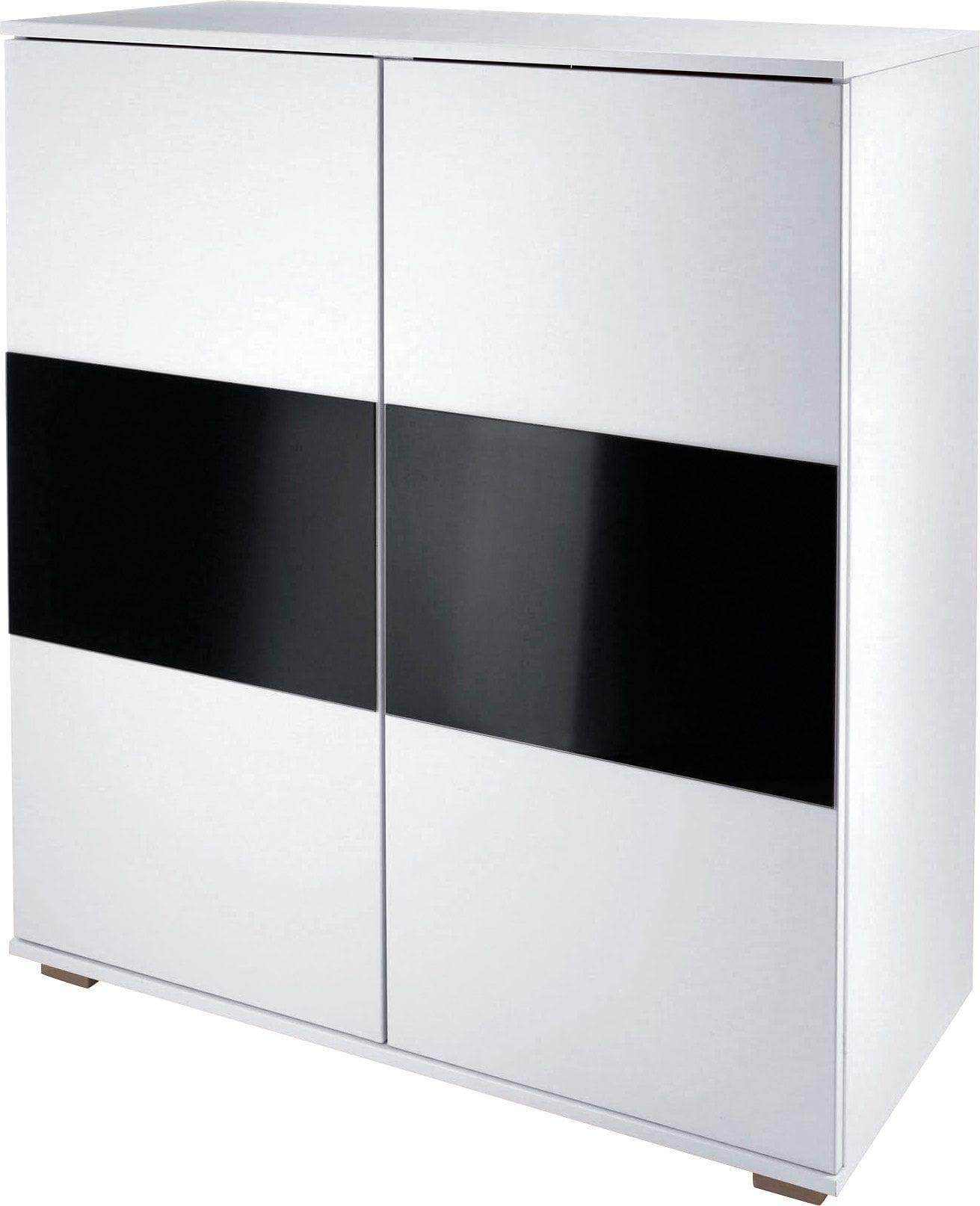 Hochkommode PRIESS Schwarz-Weiß mit Push-to-Open