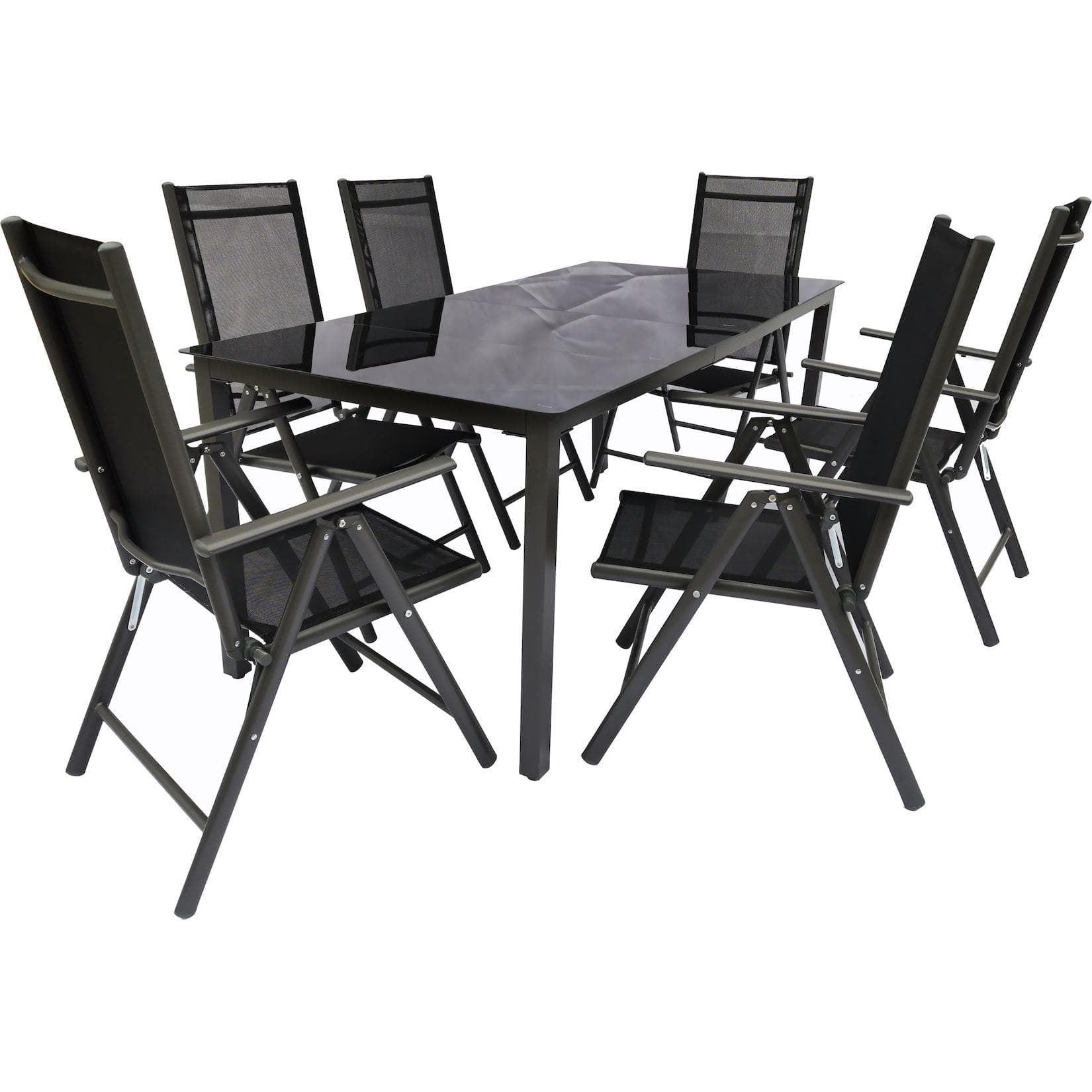 VCM 7-tlg. Gartenmöbel Set Sitzgruppe Essgruppe Anthrazit Aluminium Glas