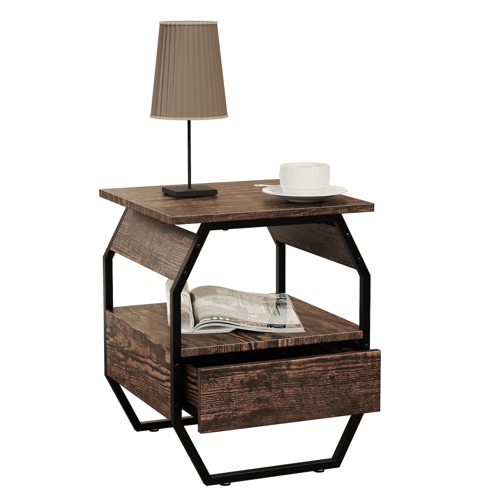 VCM Beistelltisch Aulari S Braun Eiche Vintage Industrie-Style