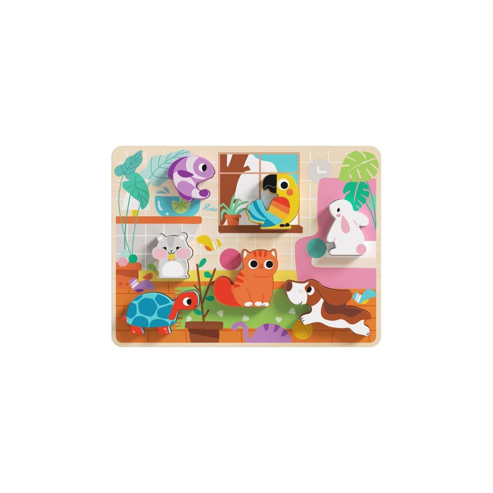 Tooky Toy 3D Kinder Holz-Puzzle Tiere 8-teilig hellbraun