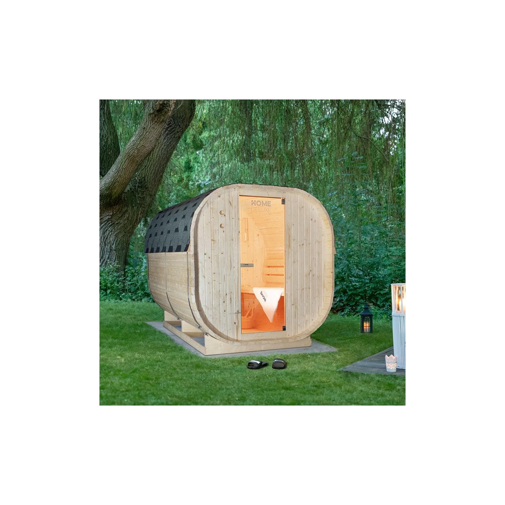 HOME DELUXE Outdoor Sauna CUBE M Fichtenholz Fasssauna