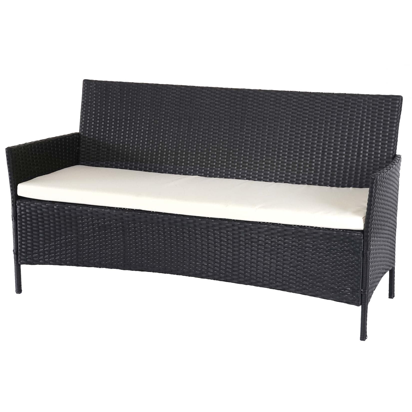MCW 3-Sitzer Poly-Rattan Gartenbank Hamar Anthrazit mit Kissen Creme