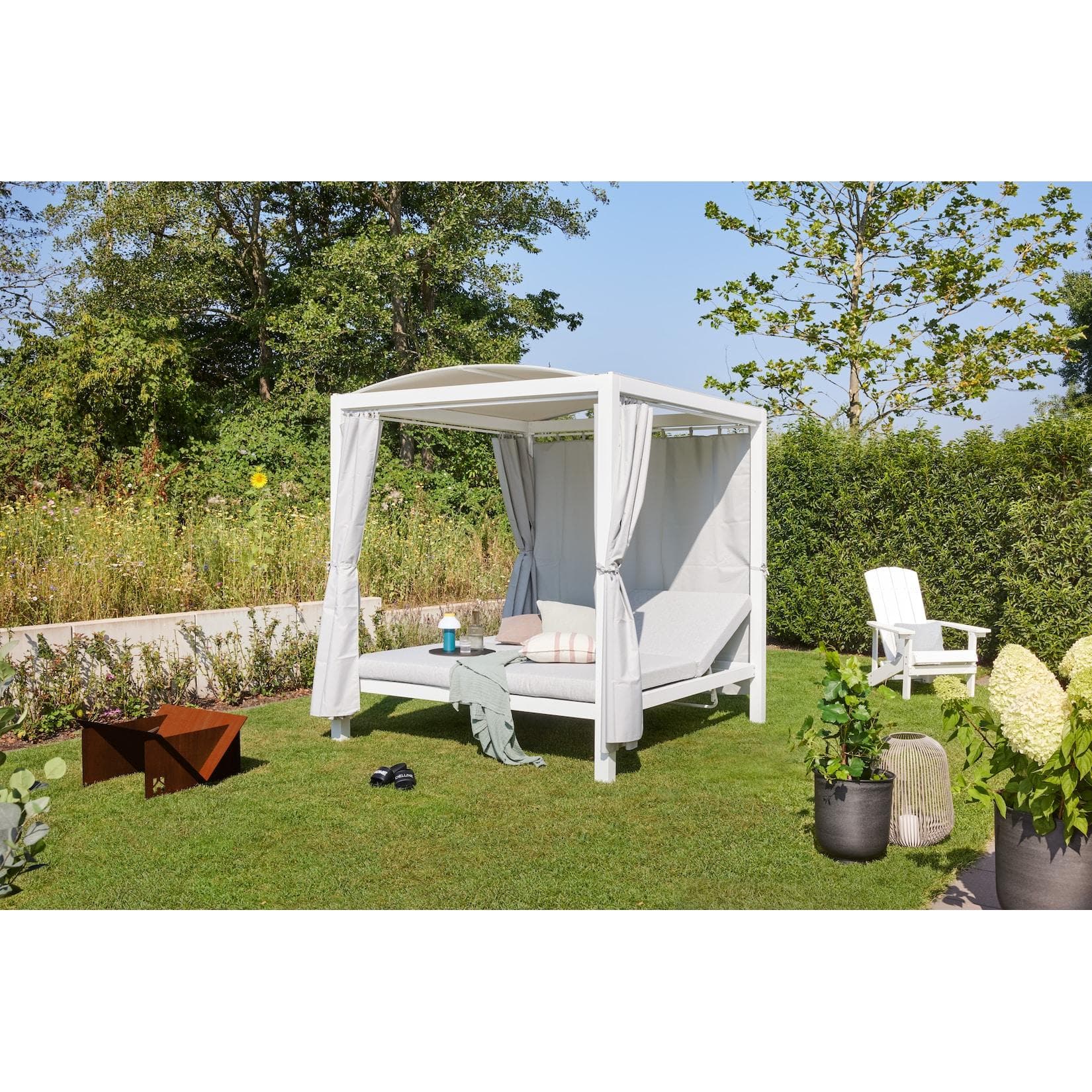 Home Deluxe Sonnenliege LYON mit Abdeckung - Doppel-Pavillon Gartenliege