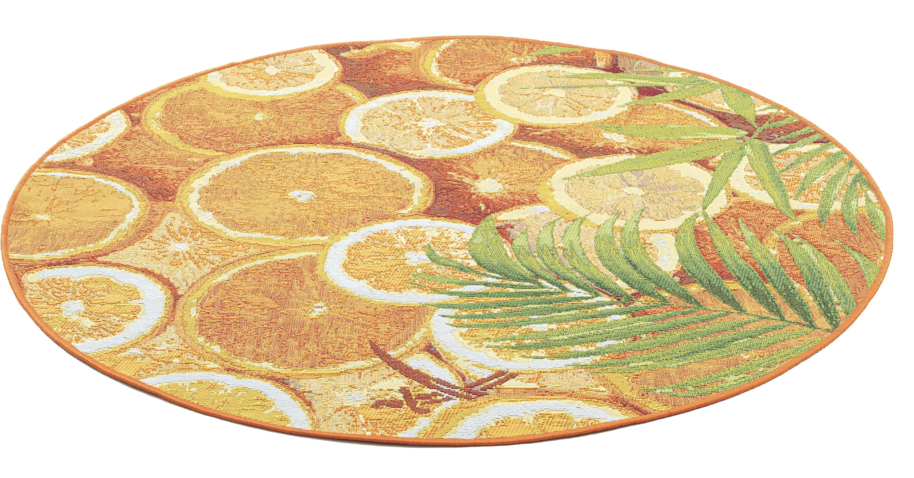 Sansibar Rantum Beach Teppich Orange Rund 190cm Outdoor