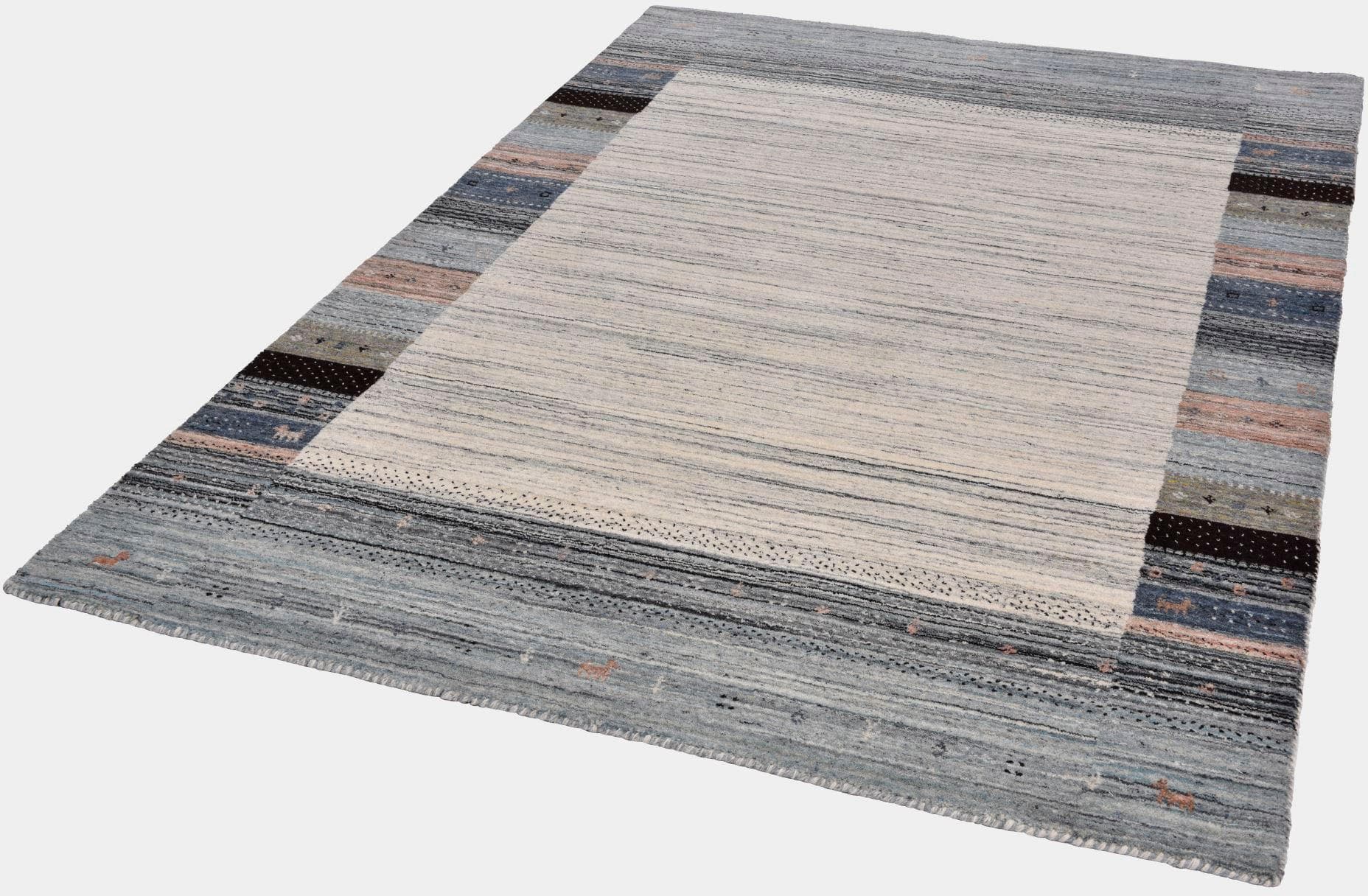 THEKO Wollteppich Nebraska 2828 Bunt Handgewebt Gabbeh Design