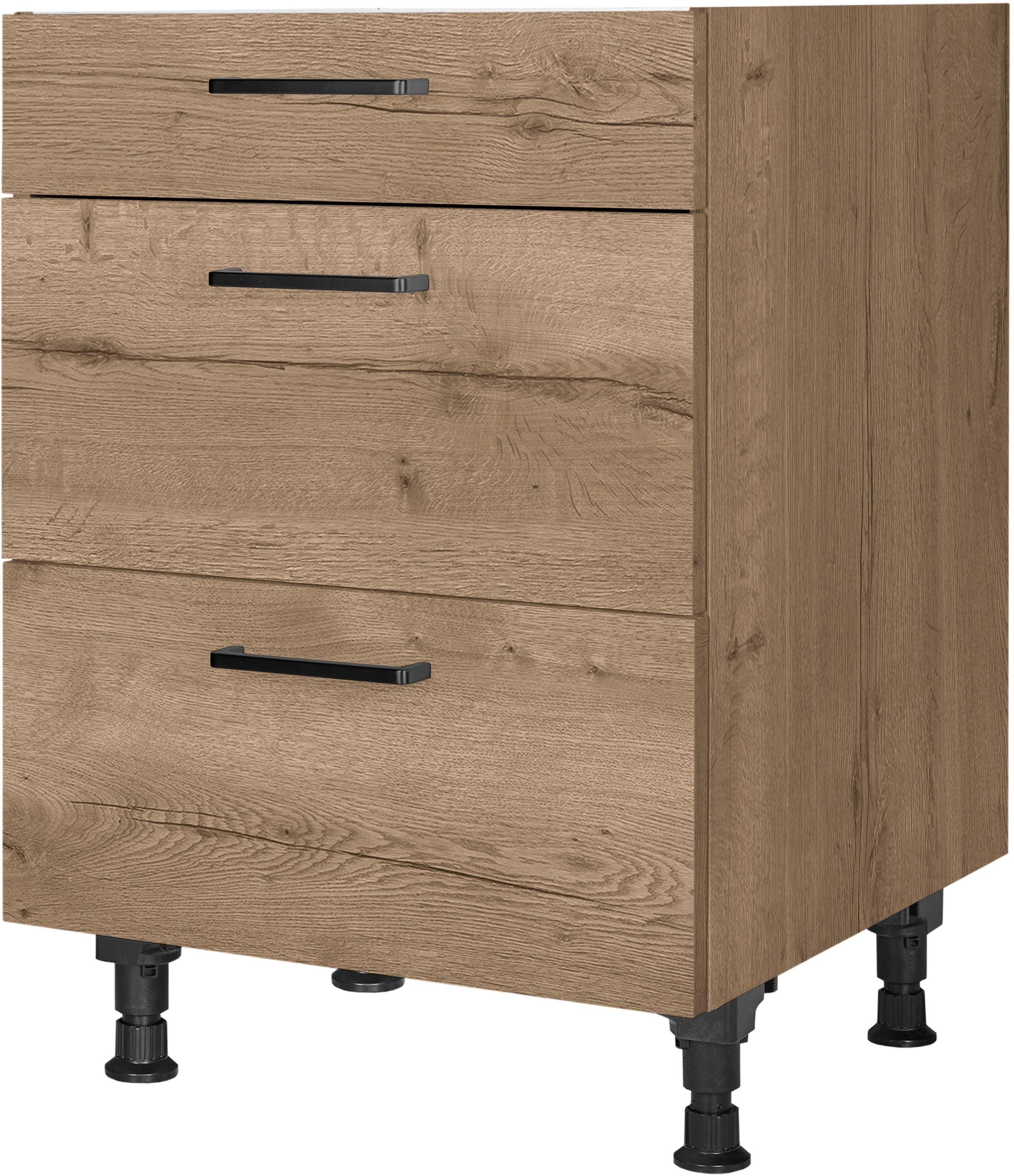 NOBILIA Structura Kochfeldumbauschrank Eiche Havanna Vormontiert