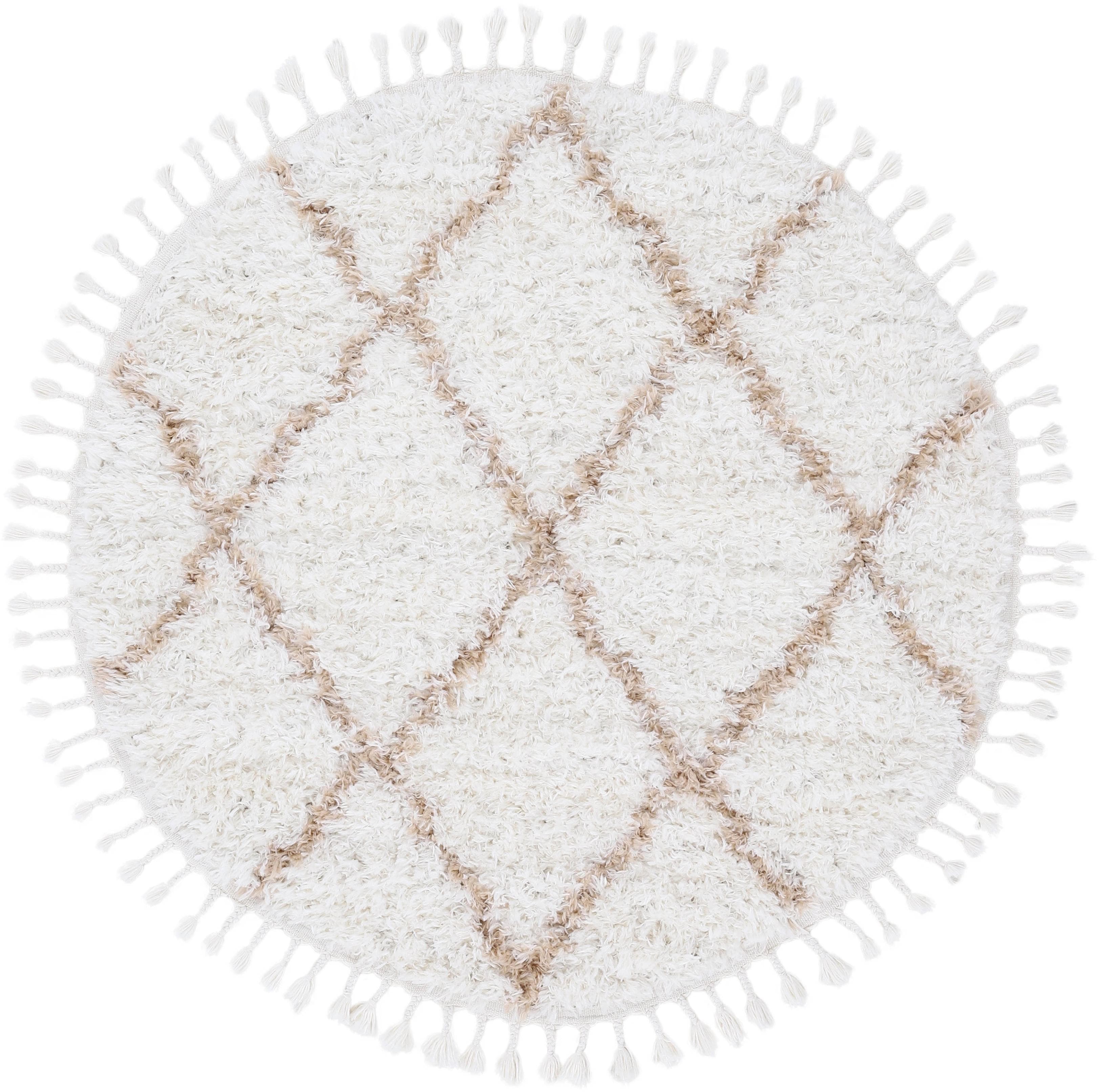 CARPETFINE Hochflor-Teppich Eddy Beige Shaggy 80cm