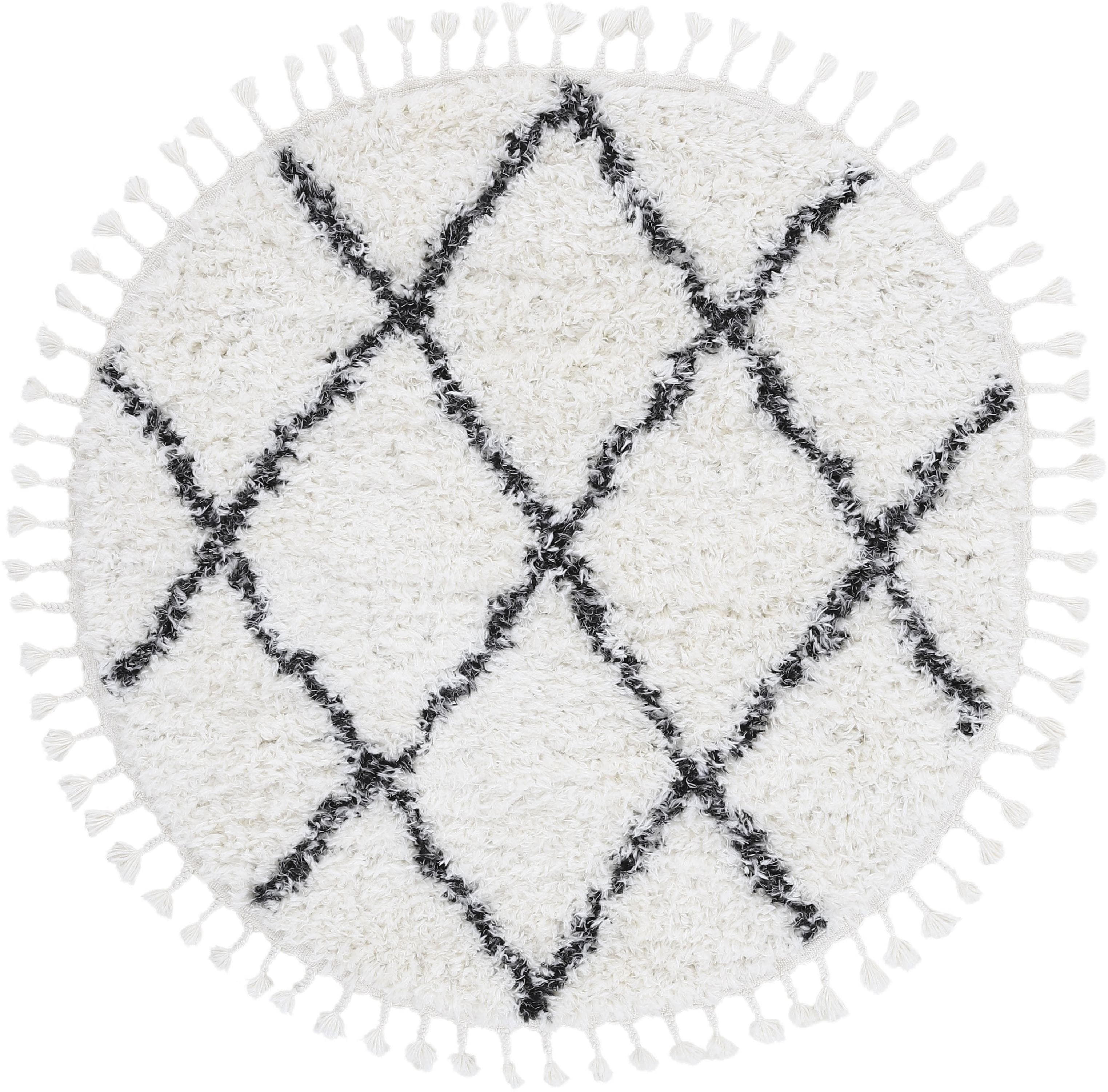 CARPETFINE Eddy Hochflor-Teppich Schwarz Shaggy 200cm