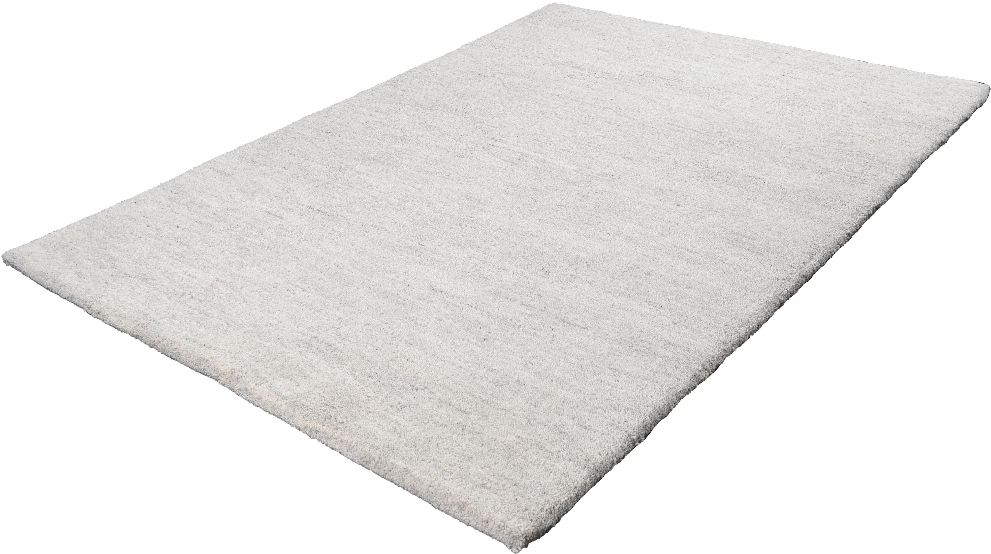 THEKO Wollteppich Maloronga Uni Beige Grau Handgeknüpft Berber