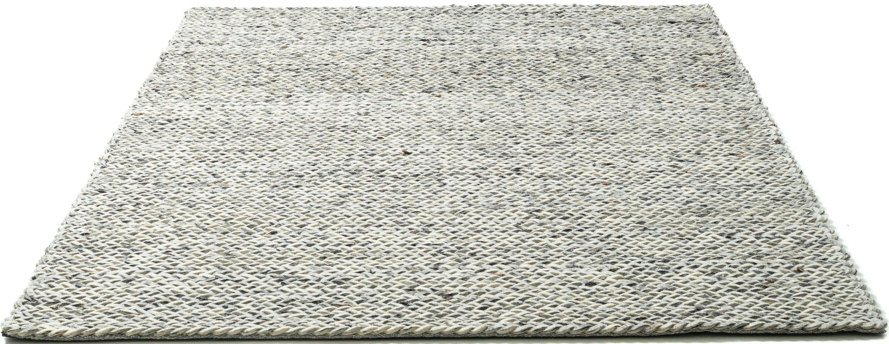 THEKO Wollteppich Arlberg Grau 70x140cm Strickoptik