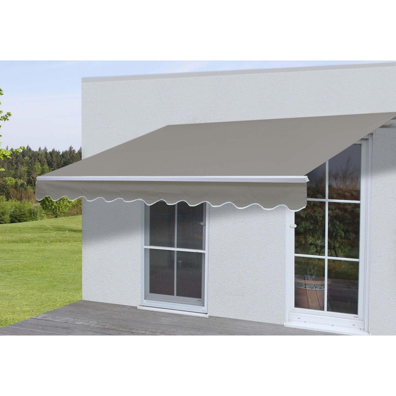 MCW Alu-Markise H790 Gelenkarmmarkise 4x3m Polyester Grau-Braun