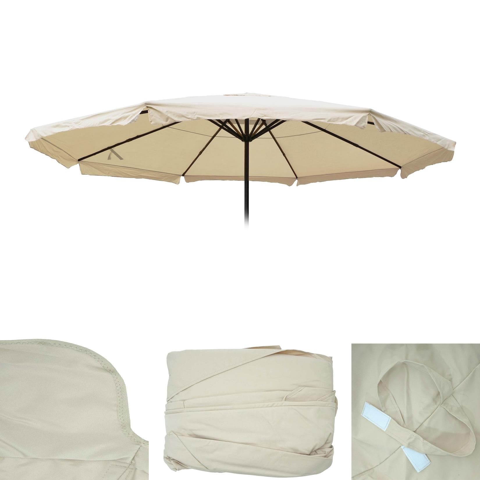 Ersatz-Bezug für Sonnenschirm Carpi Pro Gastronomie Marktschirm Ø 5m Polyester Creme
