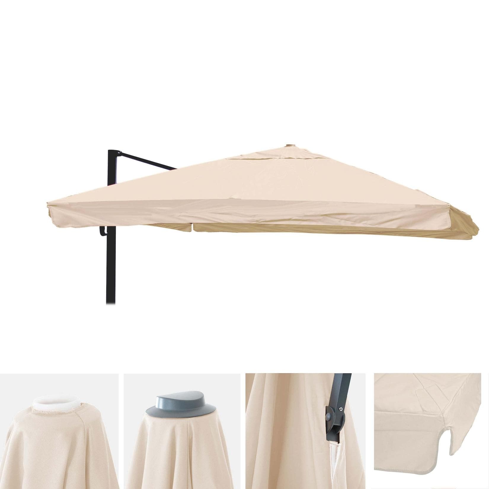 MCW Ersatz-Bezug für Luxus-Ampelschirm Creme Polyester 3x3m