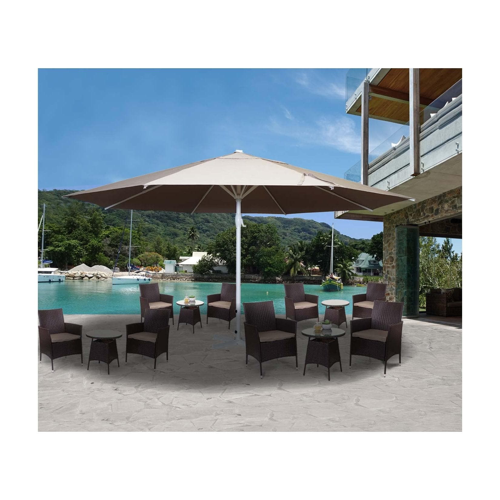 Sonnenschirm Carpi II Gastronomie-Marktschirm 5m Polyester/Alu Mast Creme-Beige