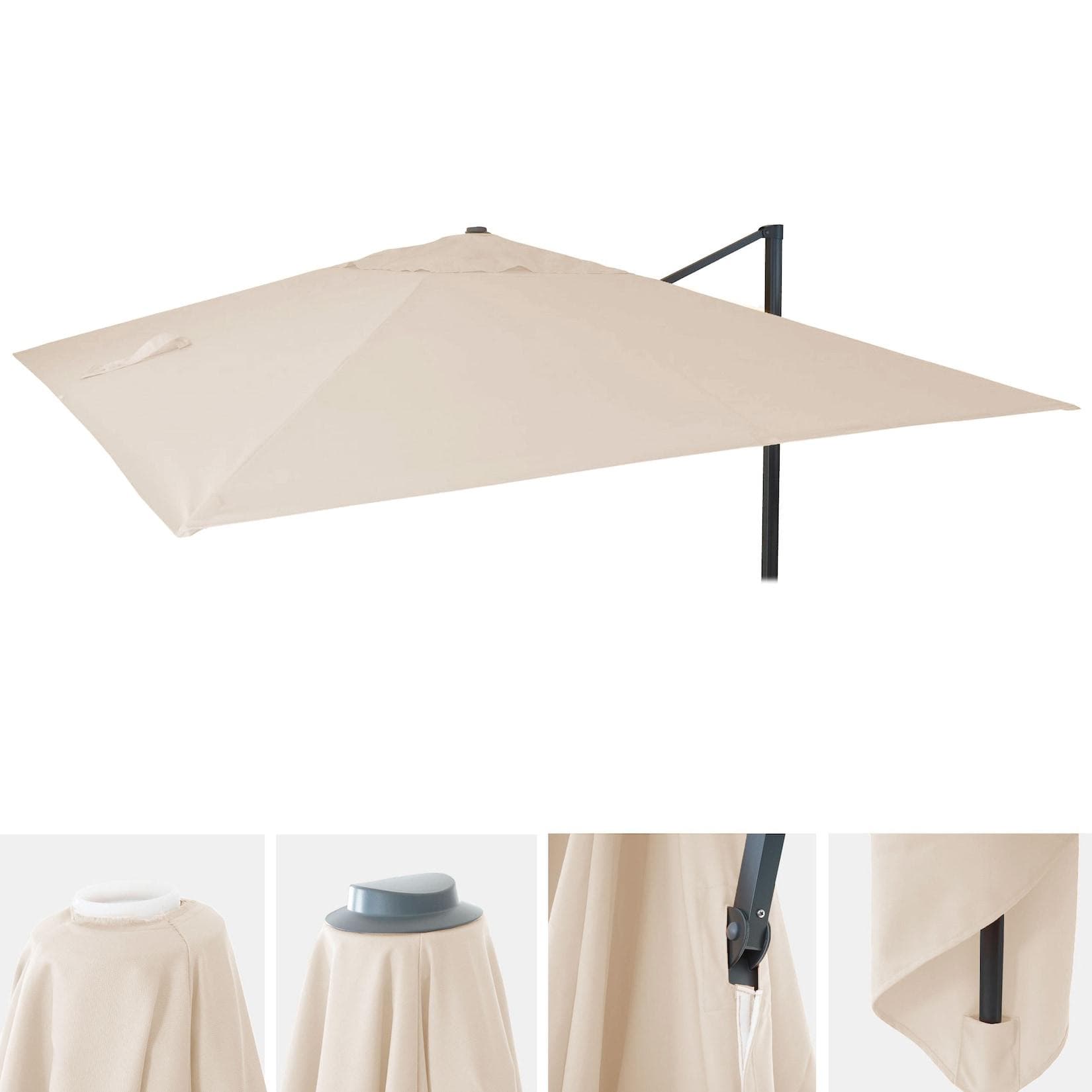 Ersatz-Bezug für Luxus-Ampelschirm MCW-A96, Sonnenschirmbezug Ersatzbezug, 3x4m (Ø5m) Polyester 3,5kg Creme