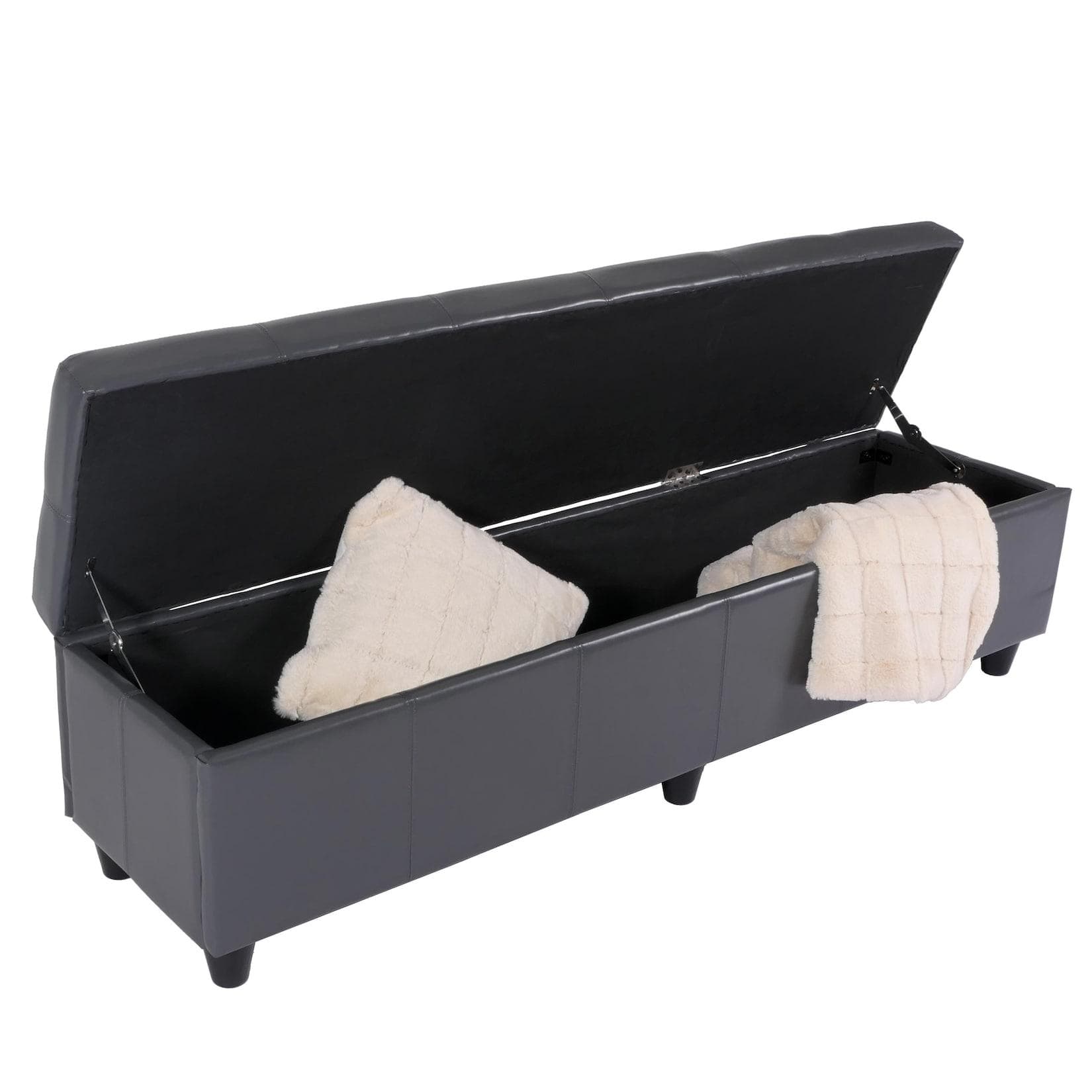 Sitzbank mit Aufbewahrung Arezzo XXL Leder Grau