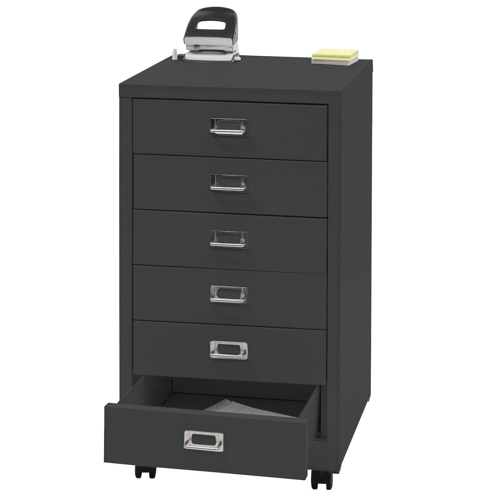 Geräumiger Rollcontainer mit 6 Schubladen und Griffen