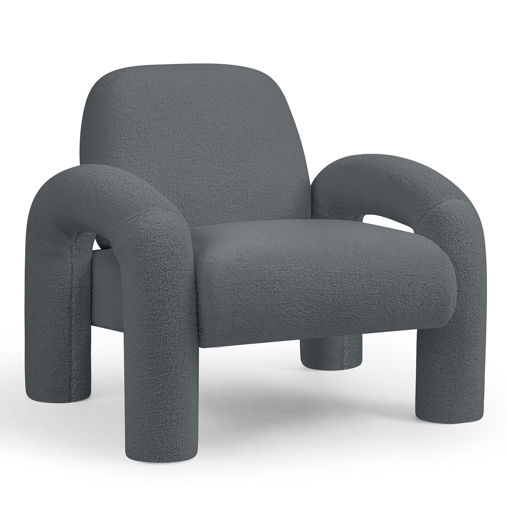 Grauer Bouclé Loungesessel mit Armlehnen