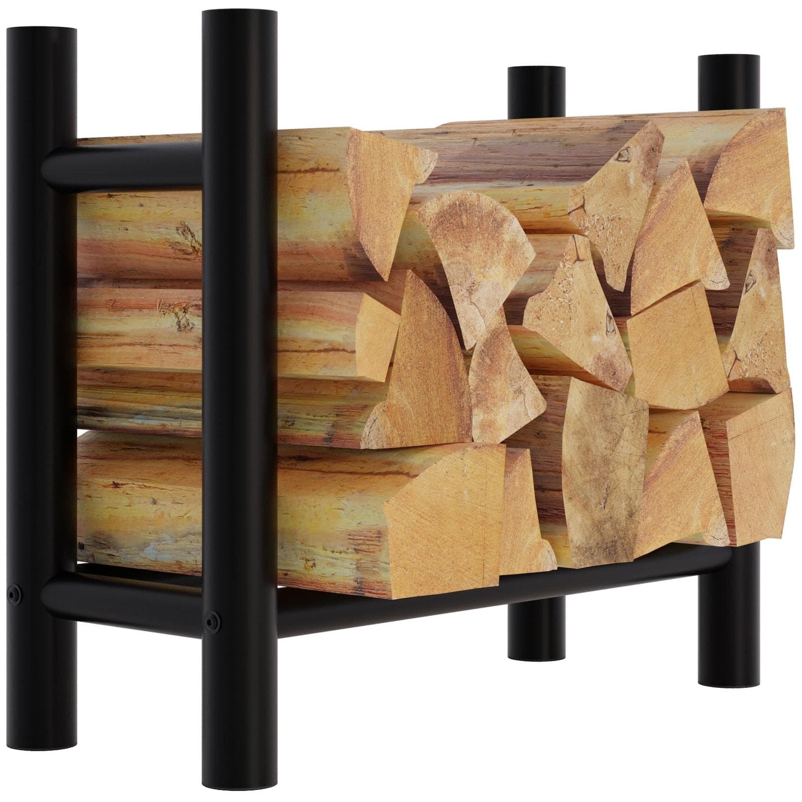 CLP Kaminholzregal Medya Robuster Kaminholzständer Schwarz Metall