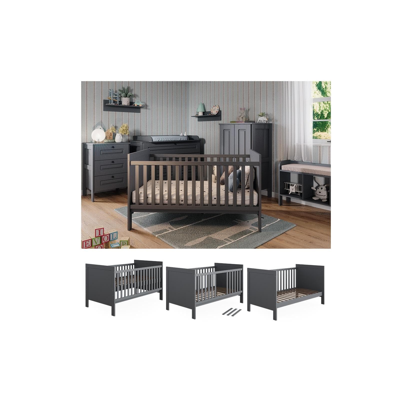 Graues Babybett Ajaton - Modernes Design & Hohe Qualität