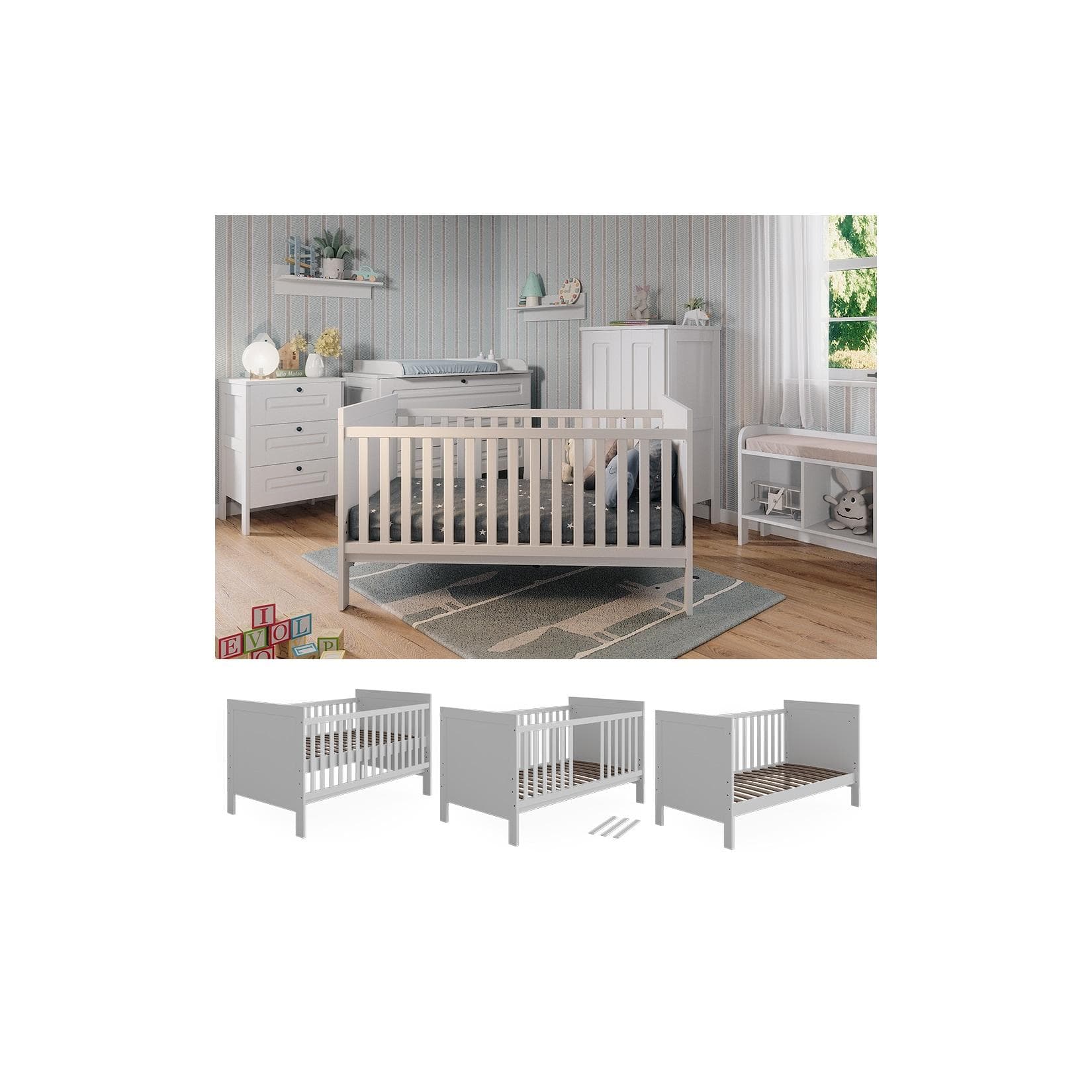 Weißes Babybett Ajaton - zeitloses Design