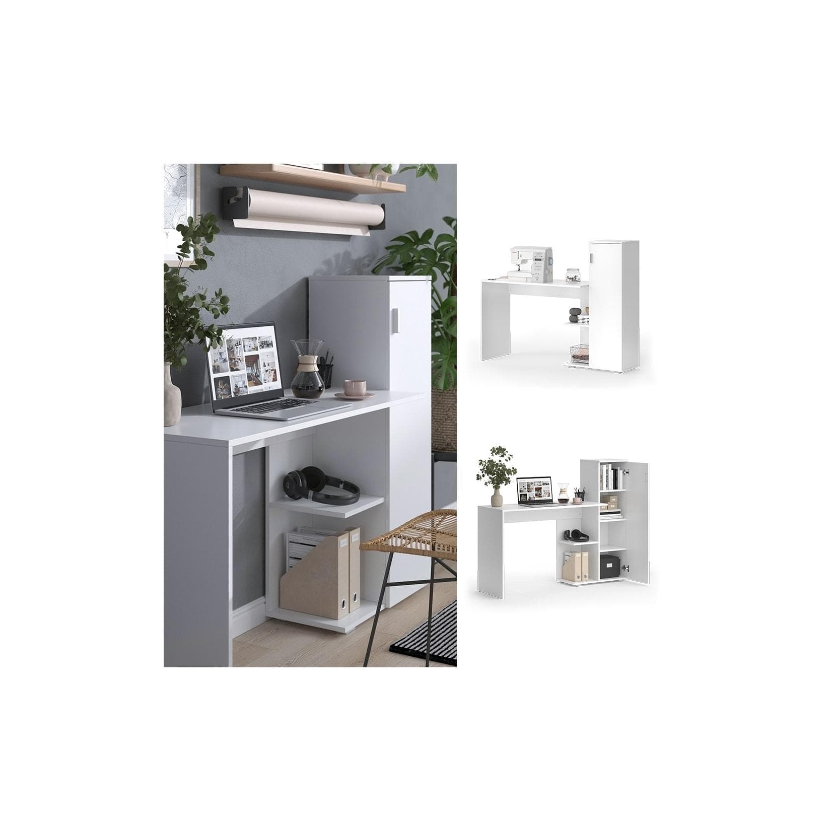 Vicco Ritz Schreibtisch Weiß - Modernes Design mit viel Stauraum