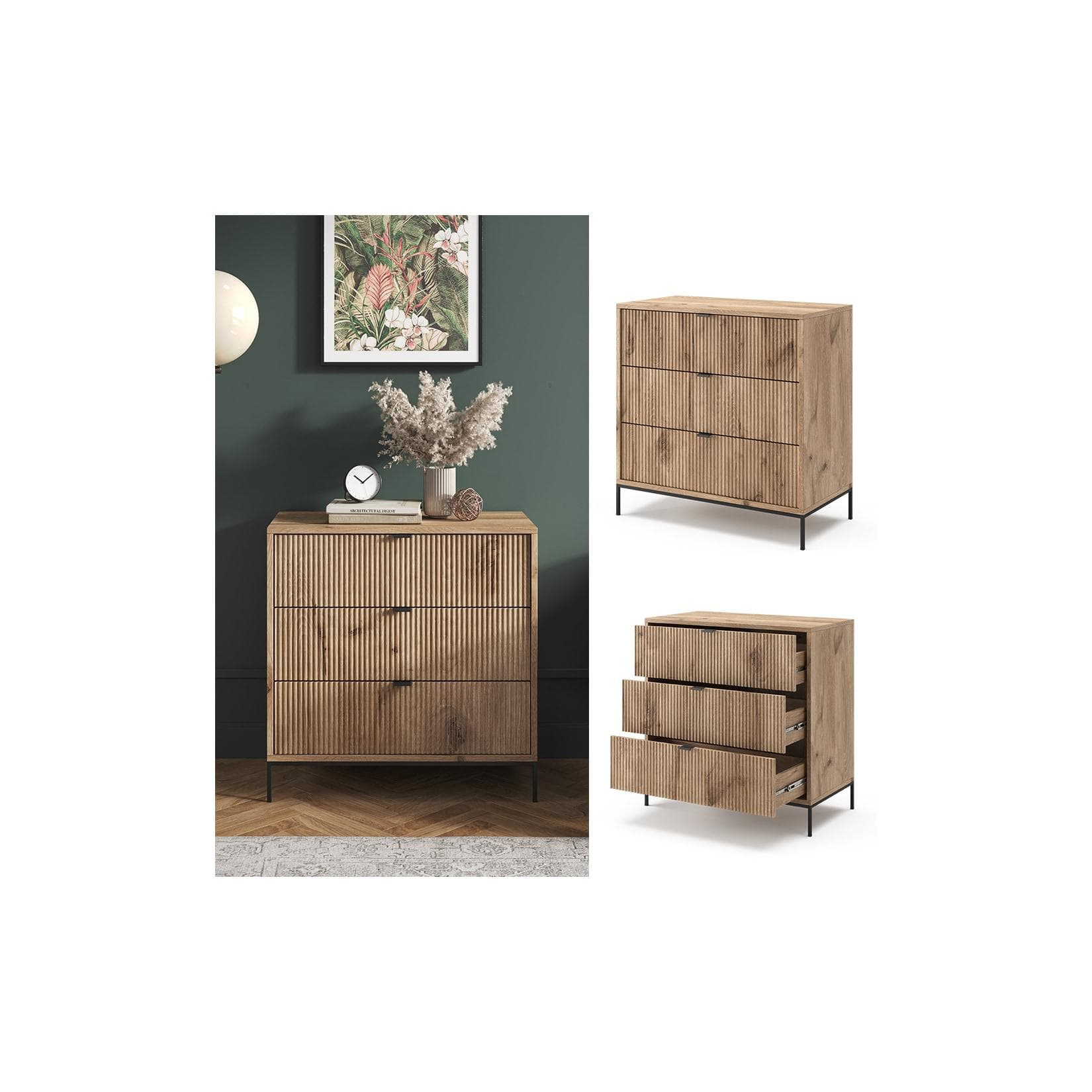 Vicco Kommode Eliza 3 Schubladen Viking Oak Modernes Design