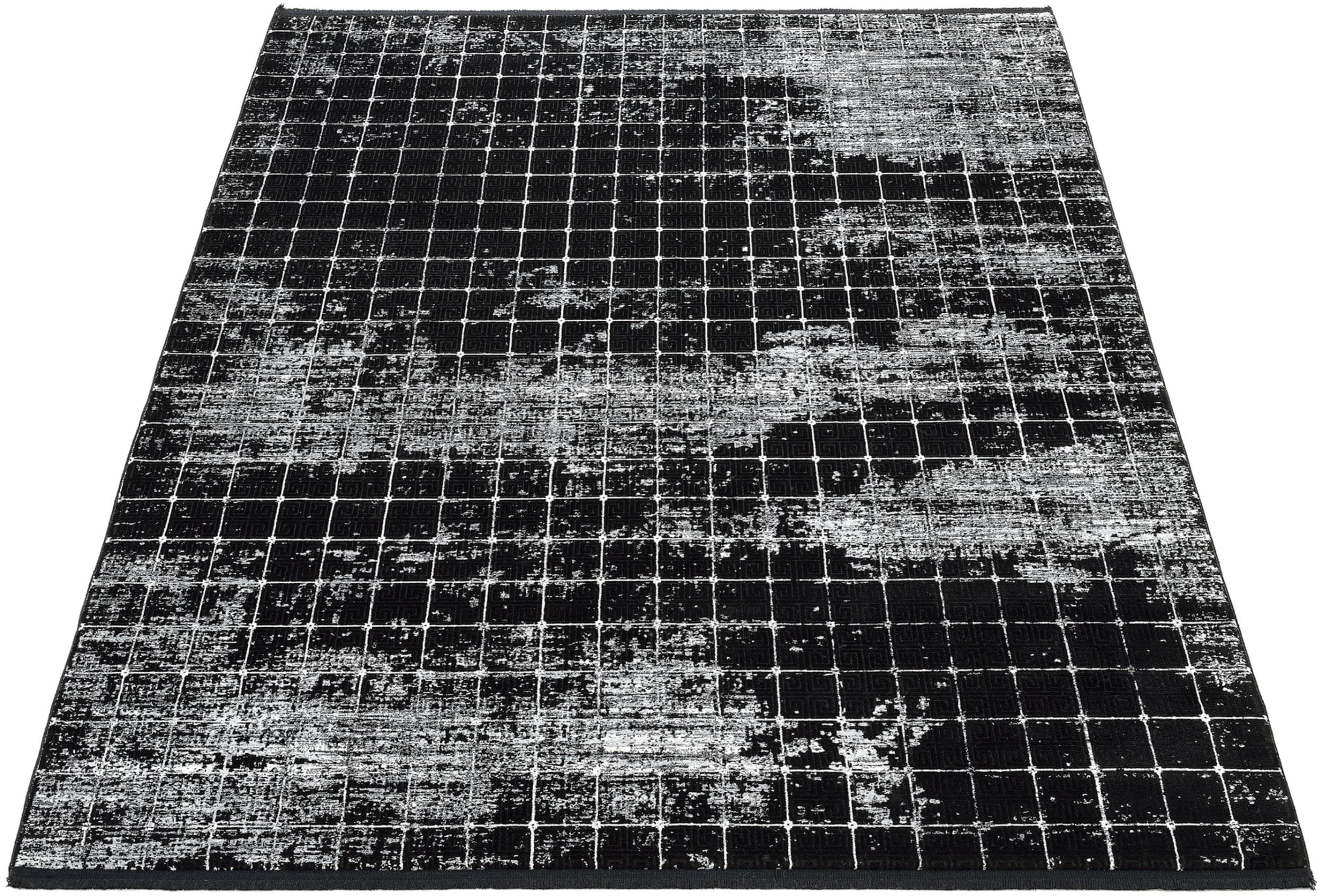 WK WOHNEN BLACKLINE QUADRO Teppich Schwarz Grau