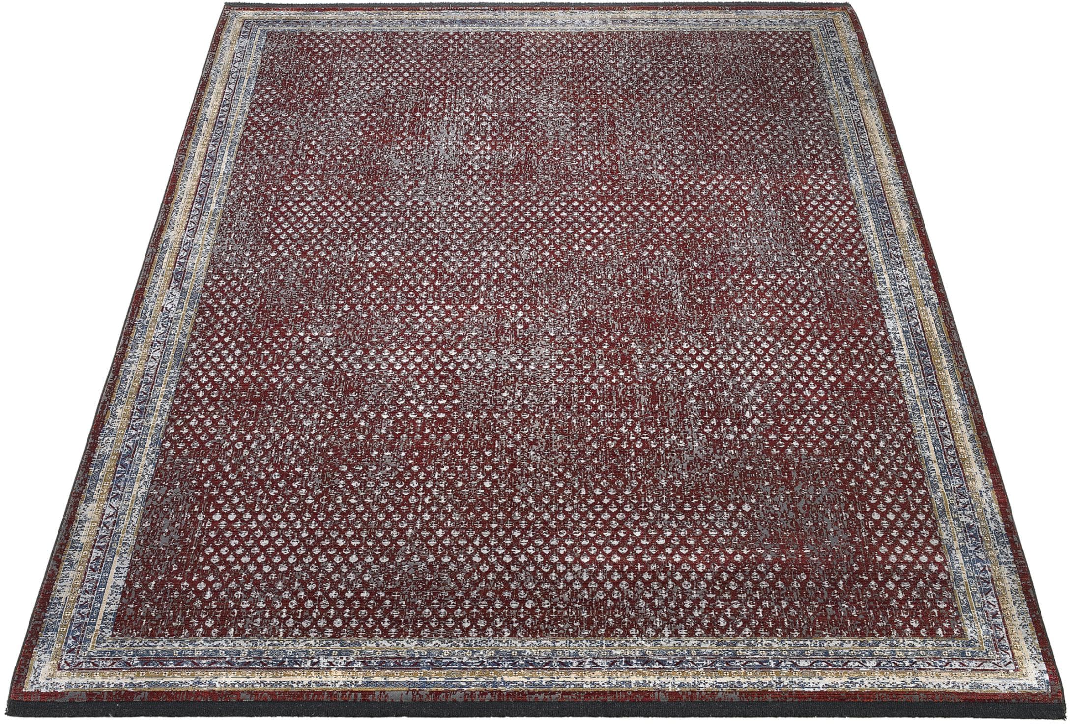WK WOHNEN Teppich POINTS Rot Grau Modal Polyester