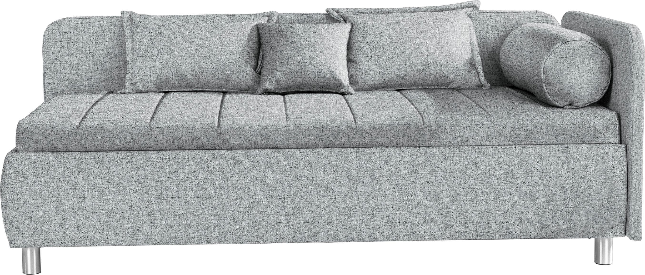 Schlafsofa mit Bettkasten und Zierkissen