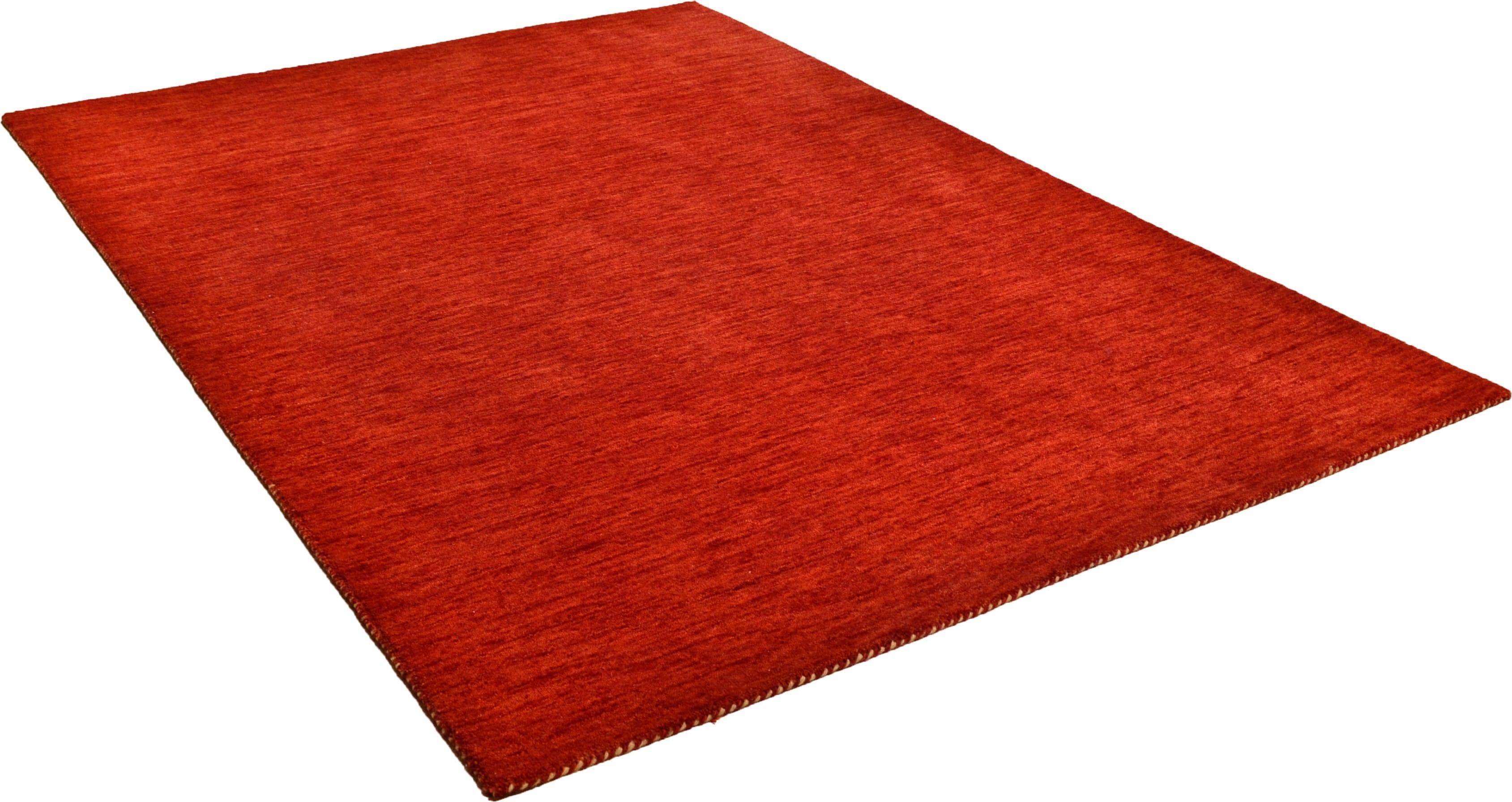 THEKO Wollteppich Haltu Uni Handgewebt Rot 70x140cm