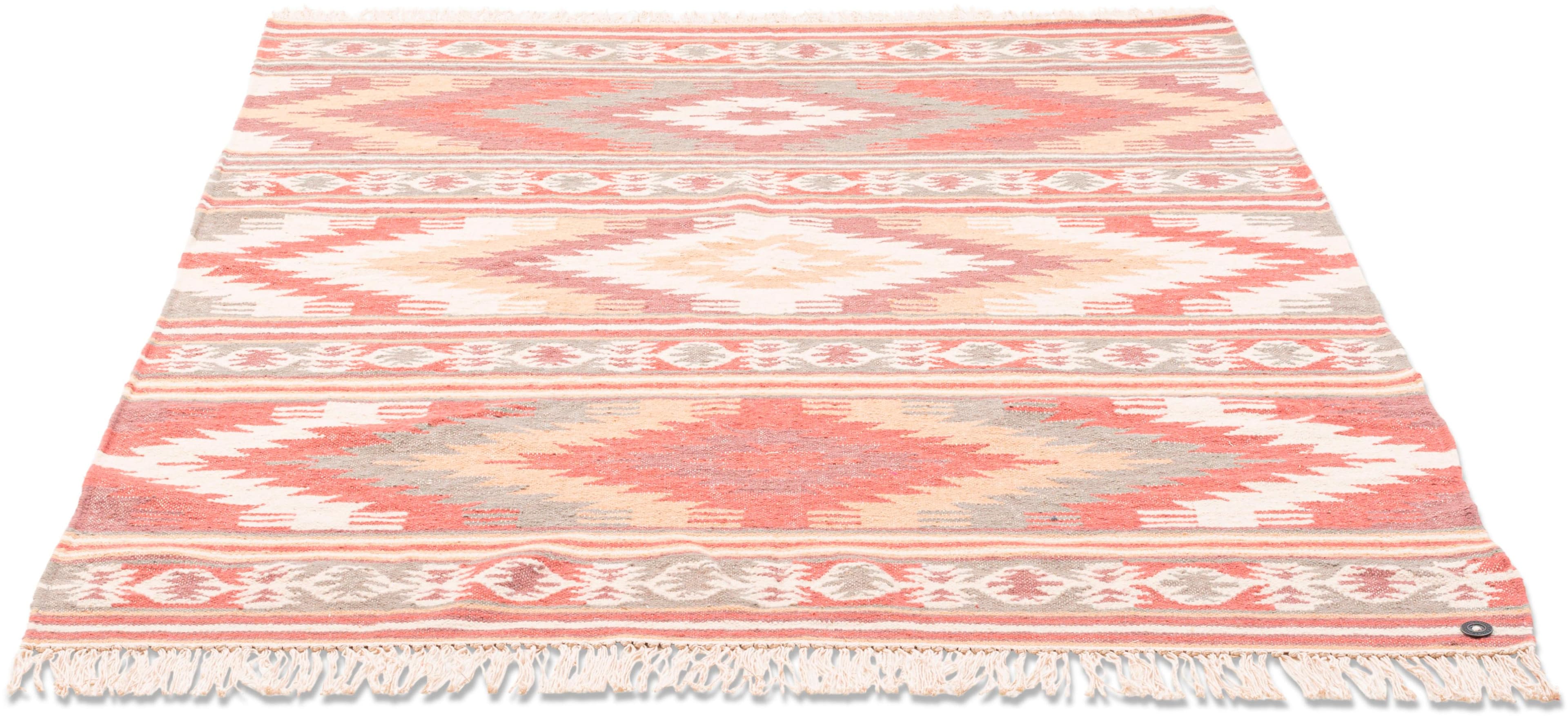 Wollteppich Kelim Colors I Rot Boho-Style