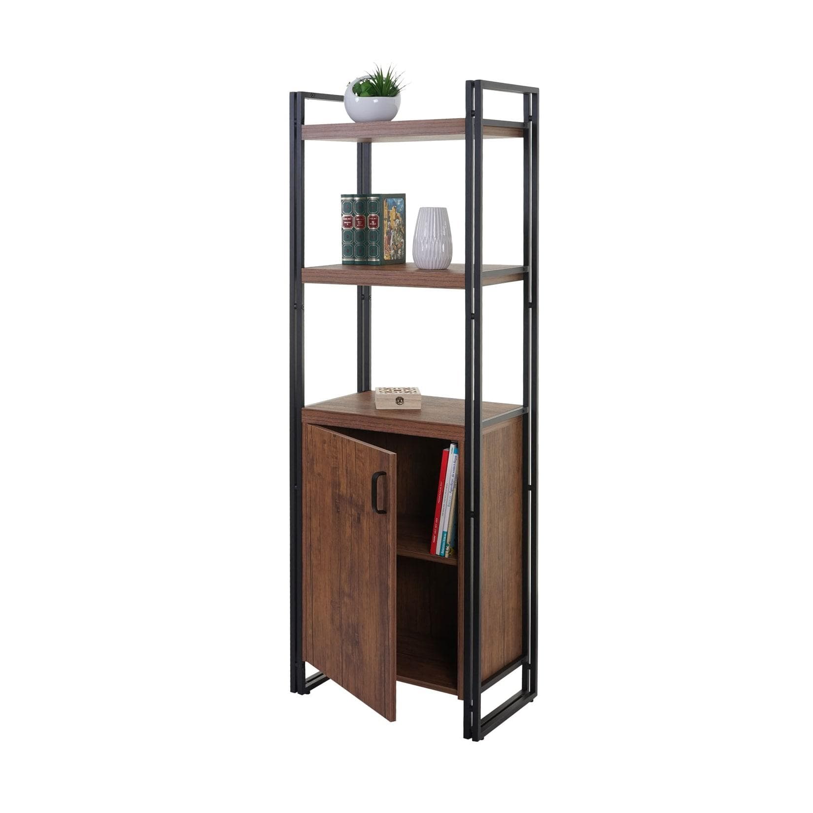 MCW Bücherregal Standregal Wildeiche-Optik mit Staufach