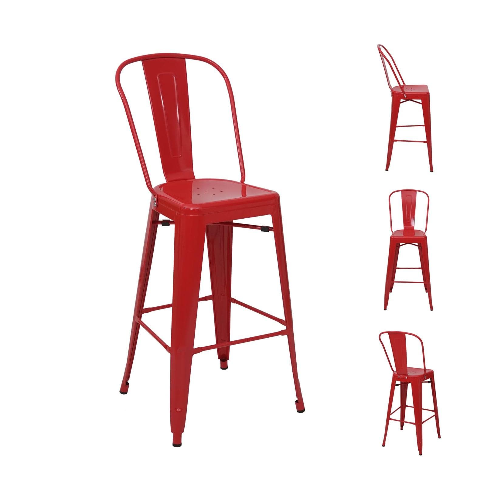 Stabile Barhocker mit Querstreben (Set à 4) - Belastbar bis 120 kg pro Stuhl