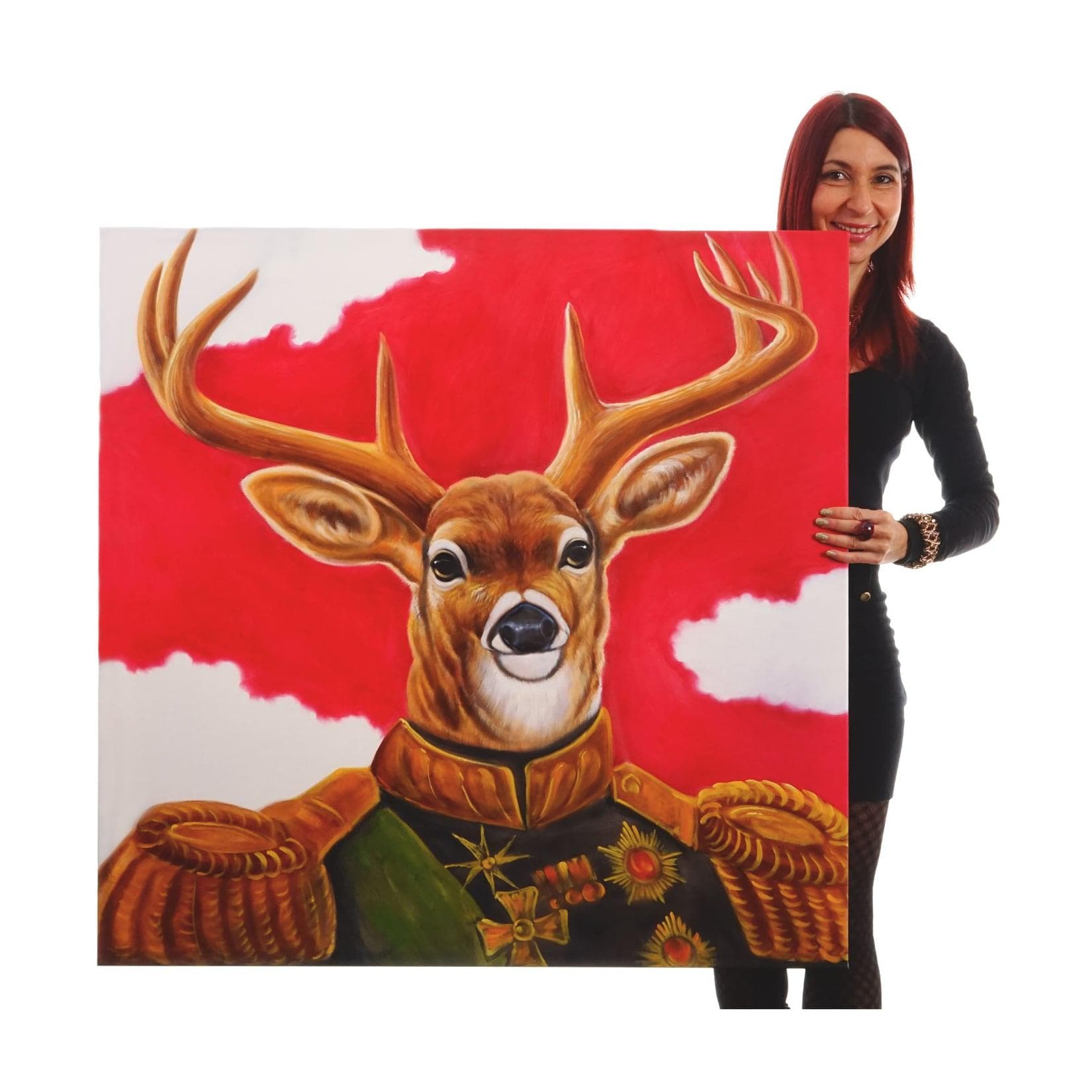 Wandbild Hirsch 100x100cm Handgemaltes Ölgemälde MCW